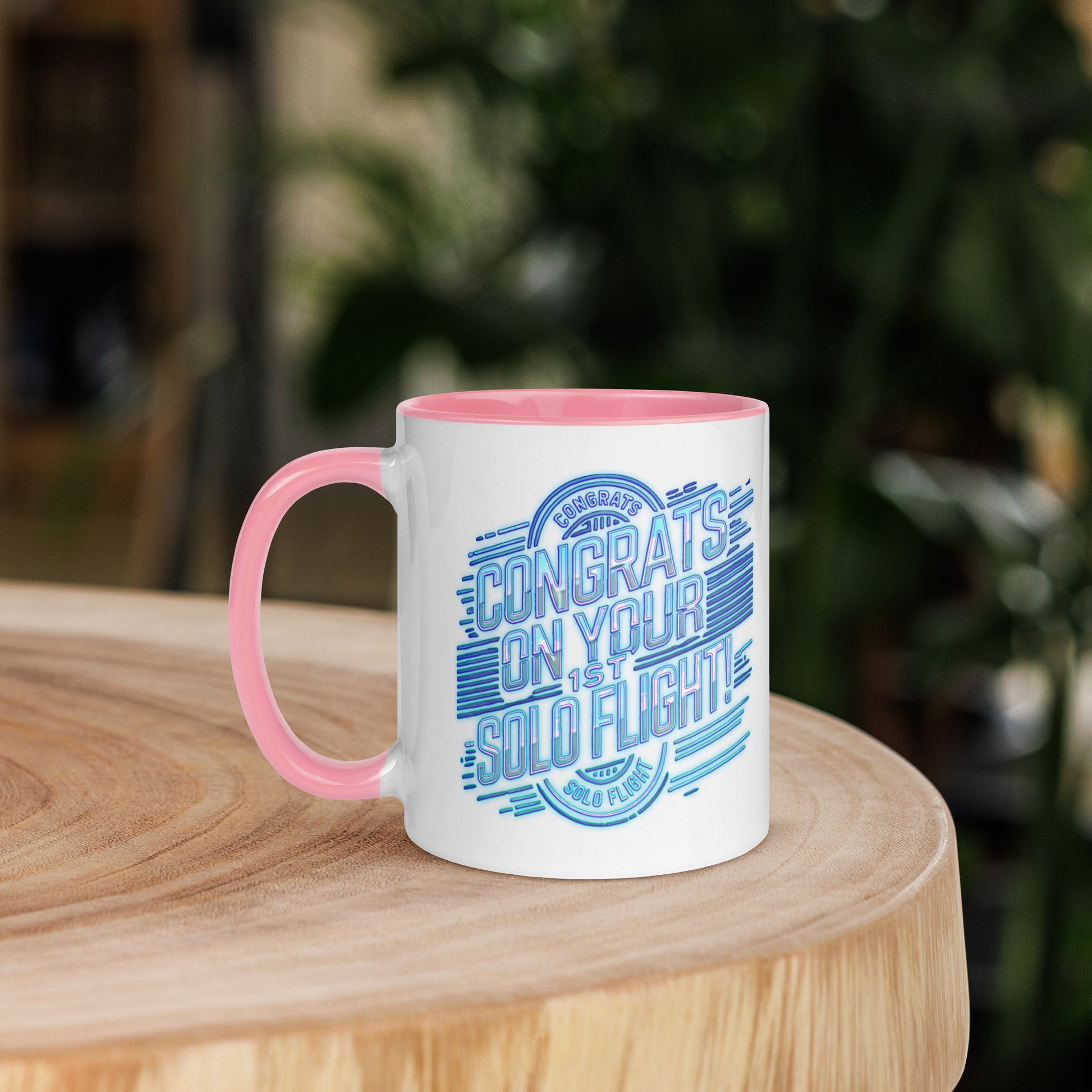Congrats on your 1st Solo Flight! (v2. light blue) 11 oz. mug with color inside