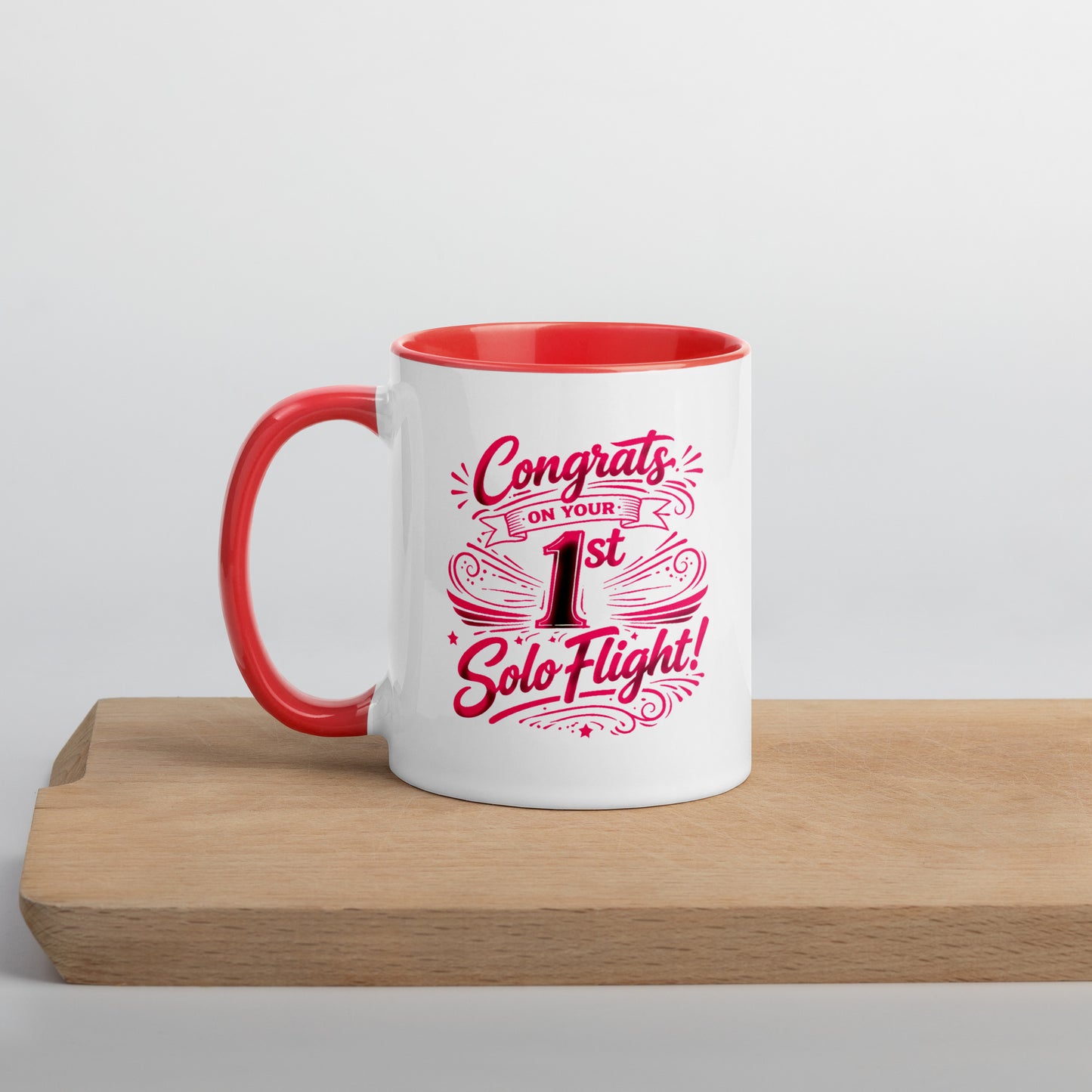 Congrats on your 1st Solo Flight! (v3. pink) 11 oz. mug with color inside