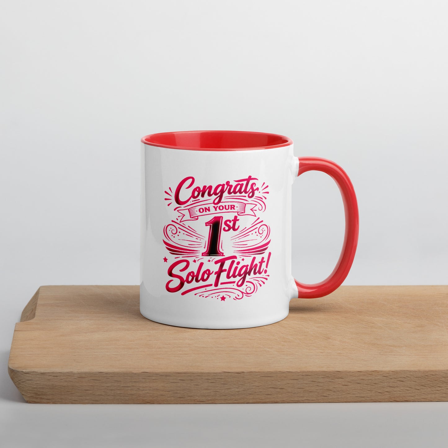 Congrats on your 1st Solo Flight! (v3. pink) 11 oz. mug with color inside