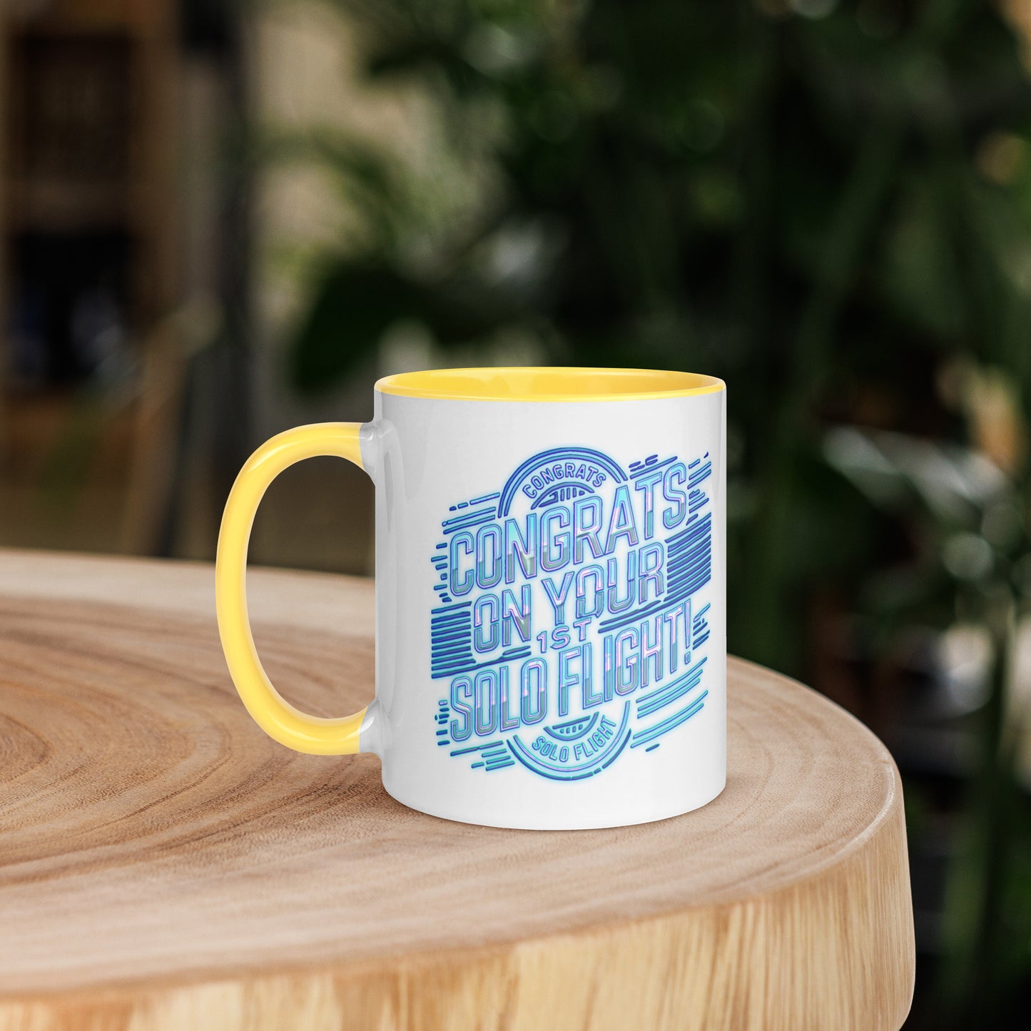 Congrats on your 1st Solo Flight! (v2. light blue) 11 oz. mug with color inside