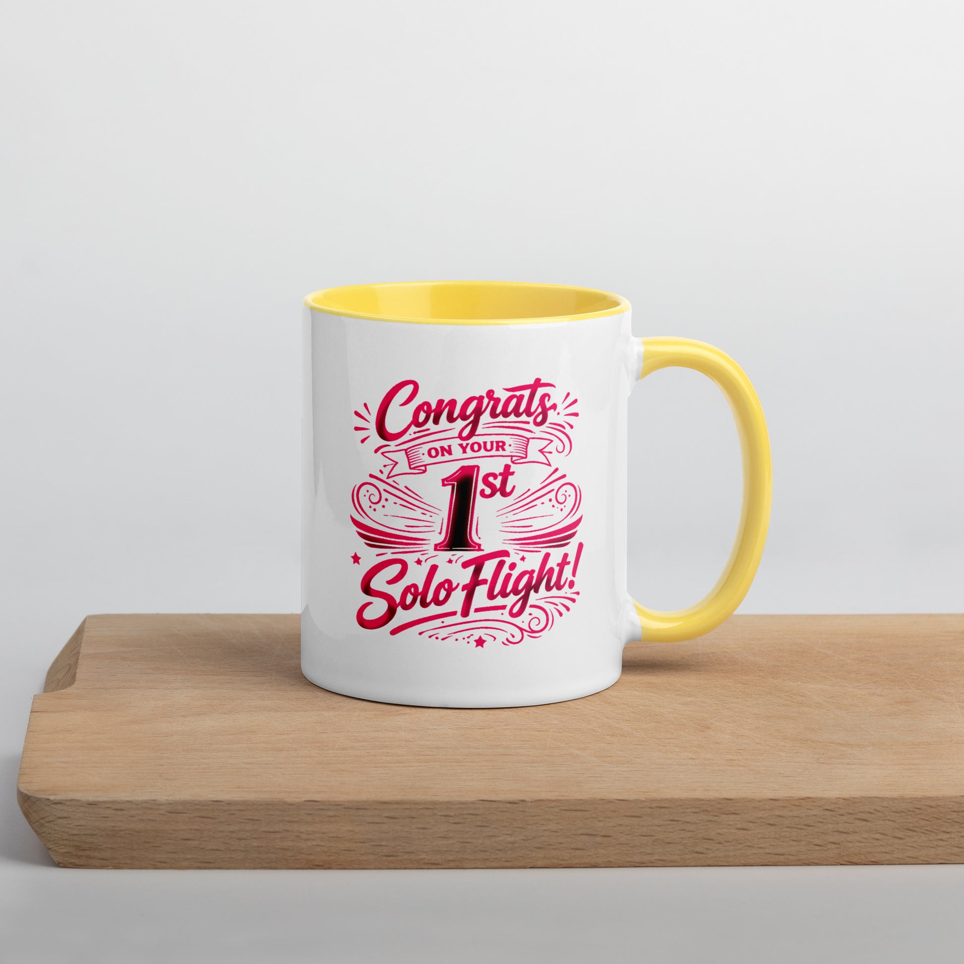 Congrats on your 1st Solo Flight! (v3. pink) 11 oz. mug with color inside