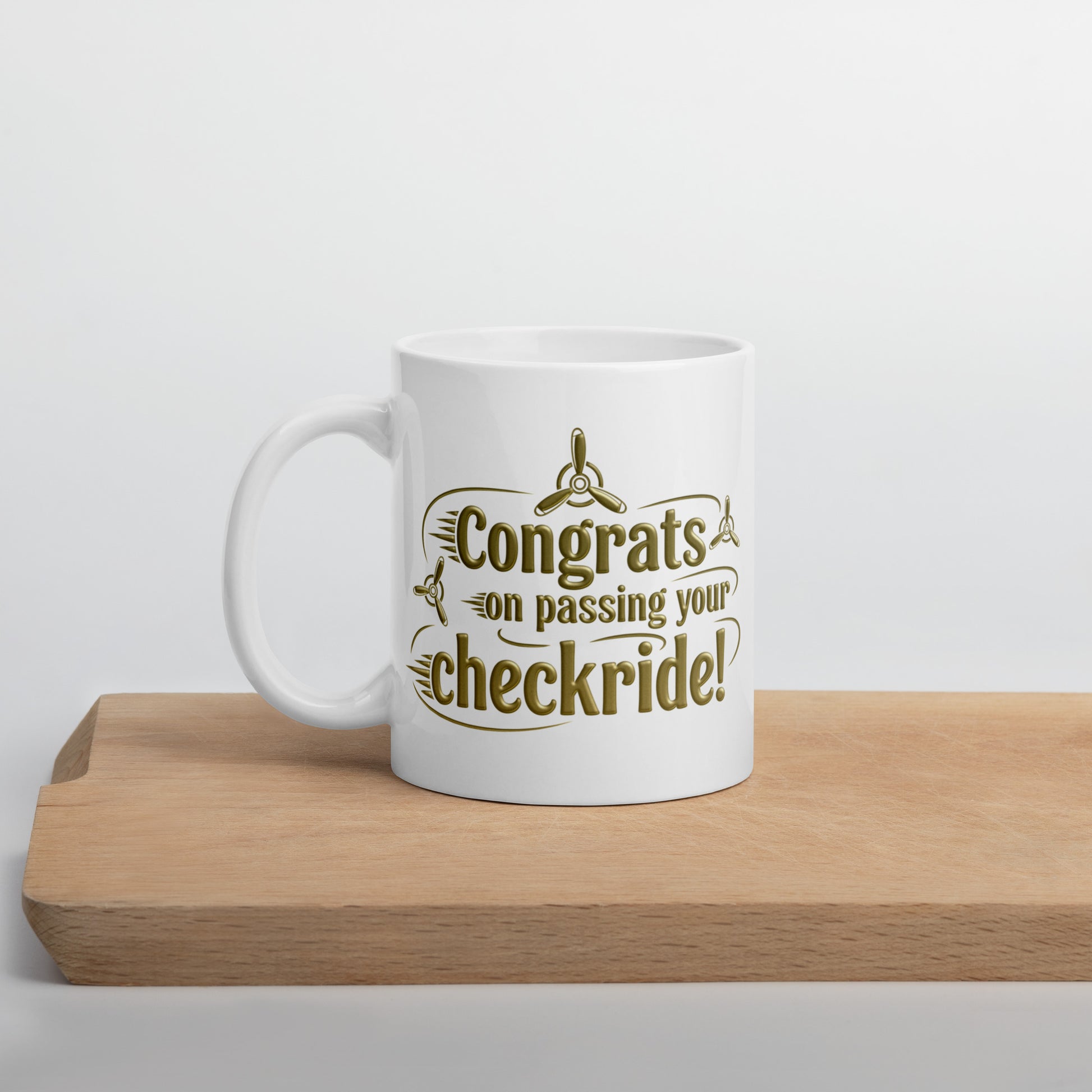 Congrats on passing your checkride! (v3. gold) mug