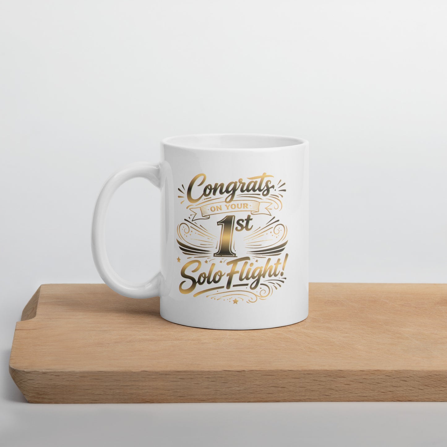 Congrats on your 1st Solo Flight! (v3. gold) 11 oz. mug