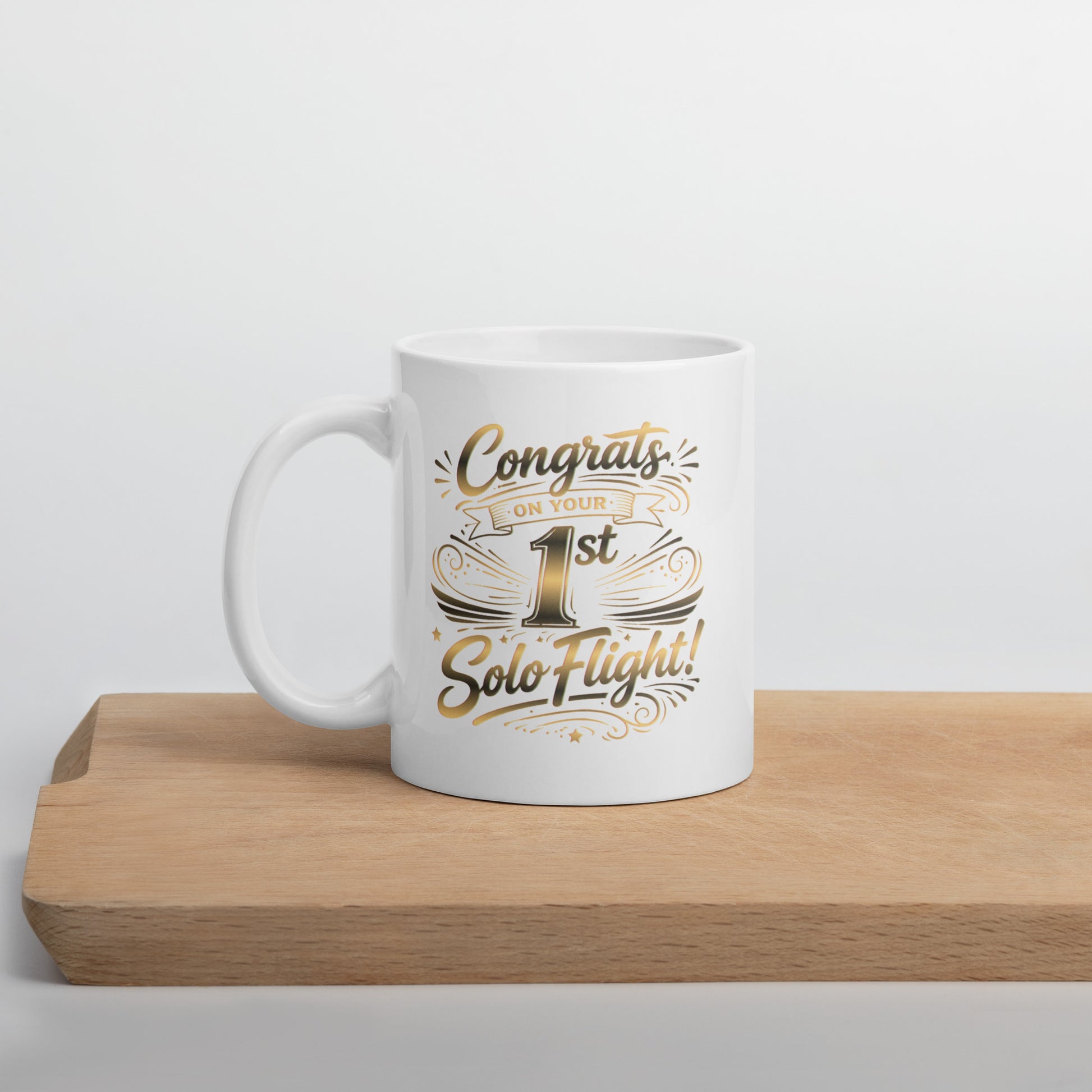 Congrats on your 1st Solo Flight! (v3. gold) 11 oz. mug