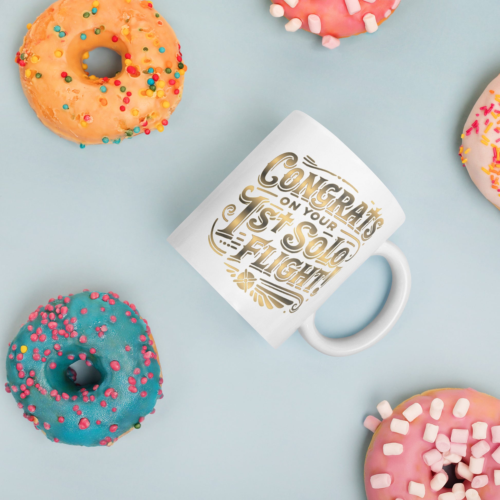 Congrats on your 1st Solo Flight! (v1. gold) 11 oz. mug