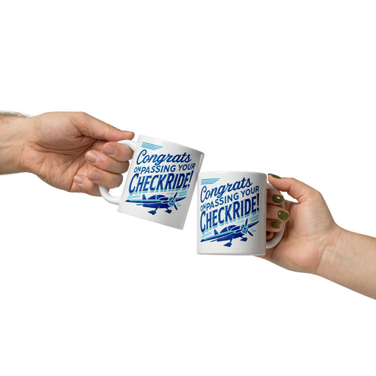 Congrats on passing your checkride! (v1. blue) mug