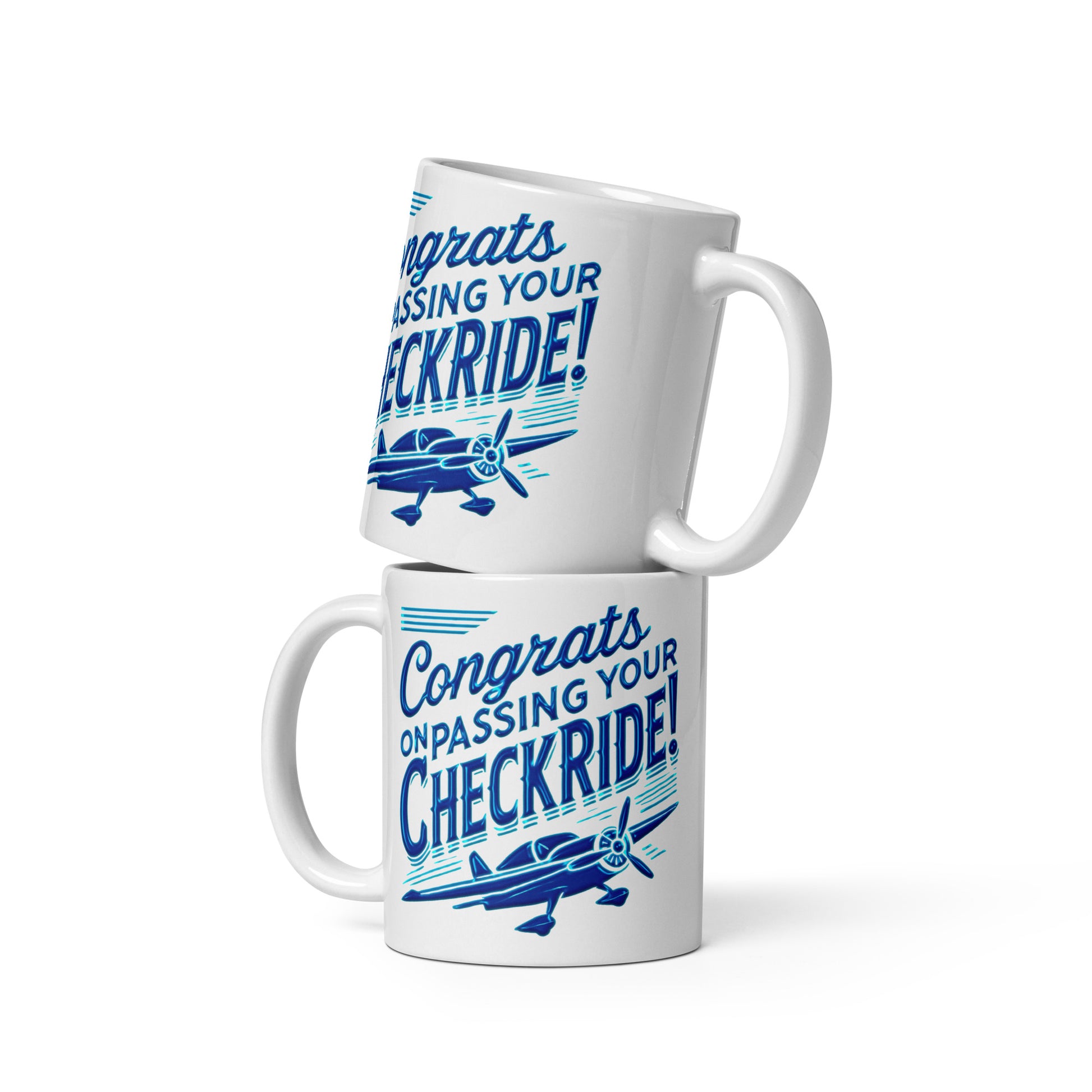Congrats on passing your checkride! (v1. blue) mug