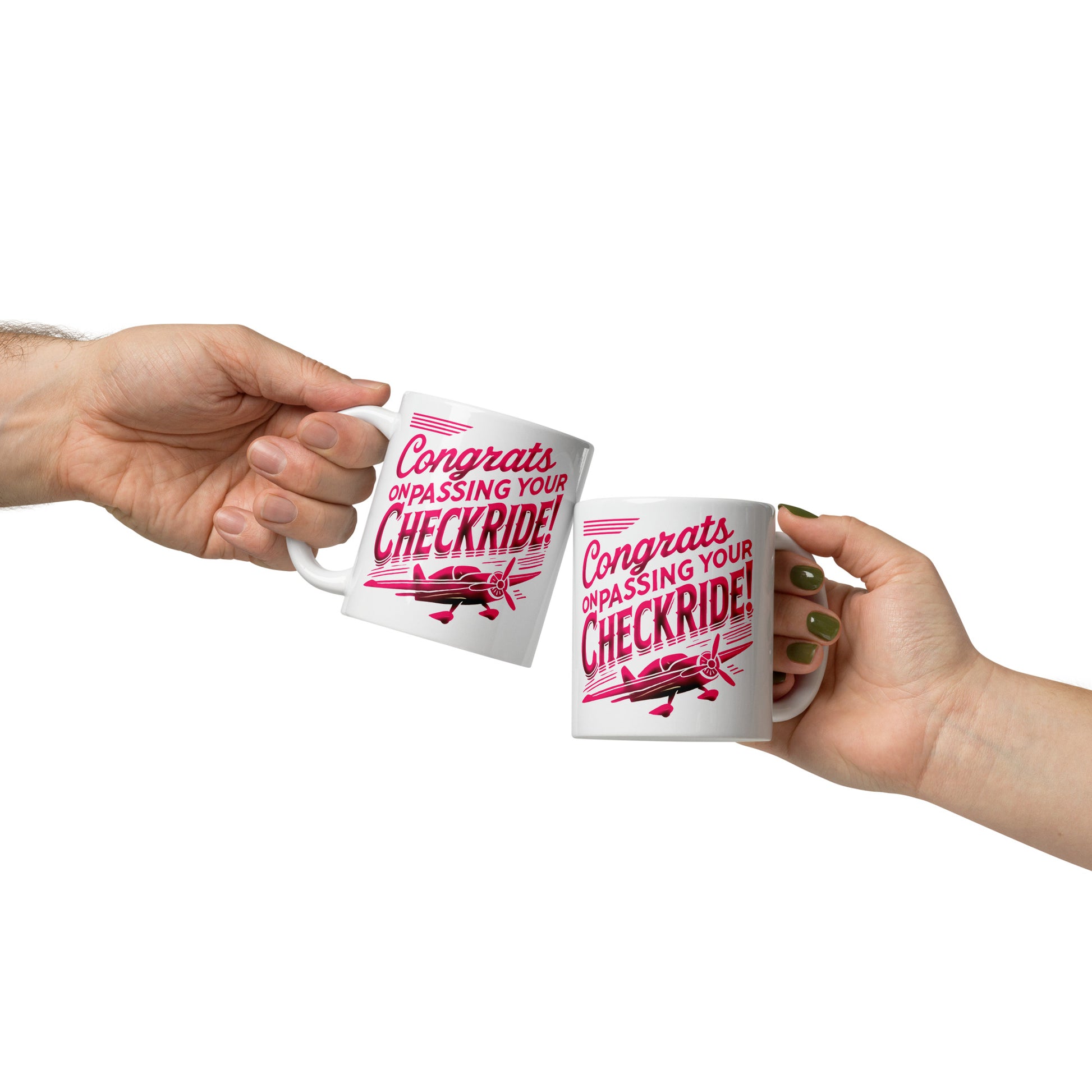 Congrats on passing your checkride! (v1. pink) mug