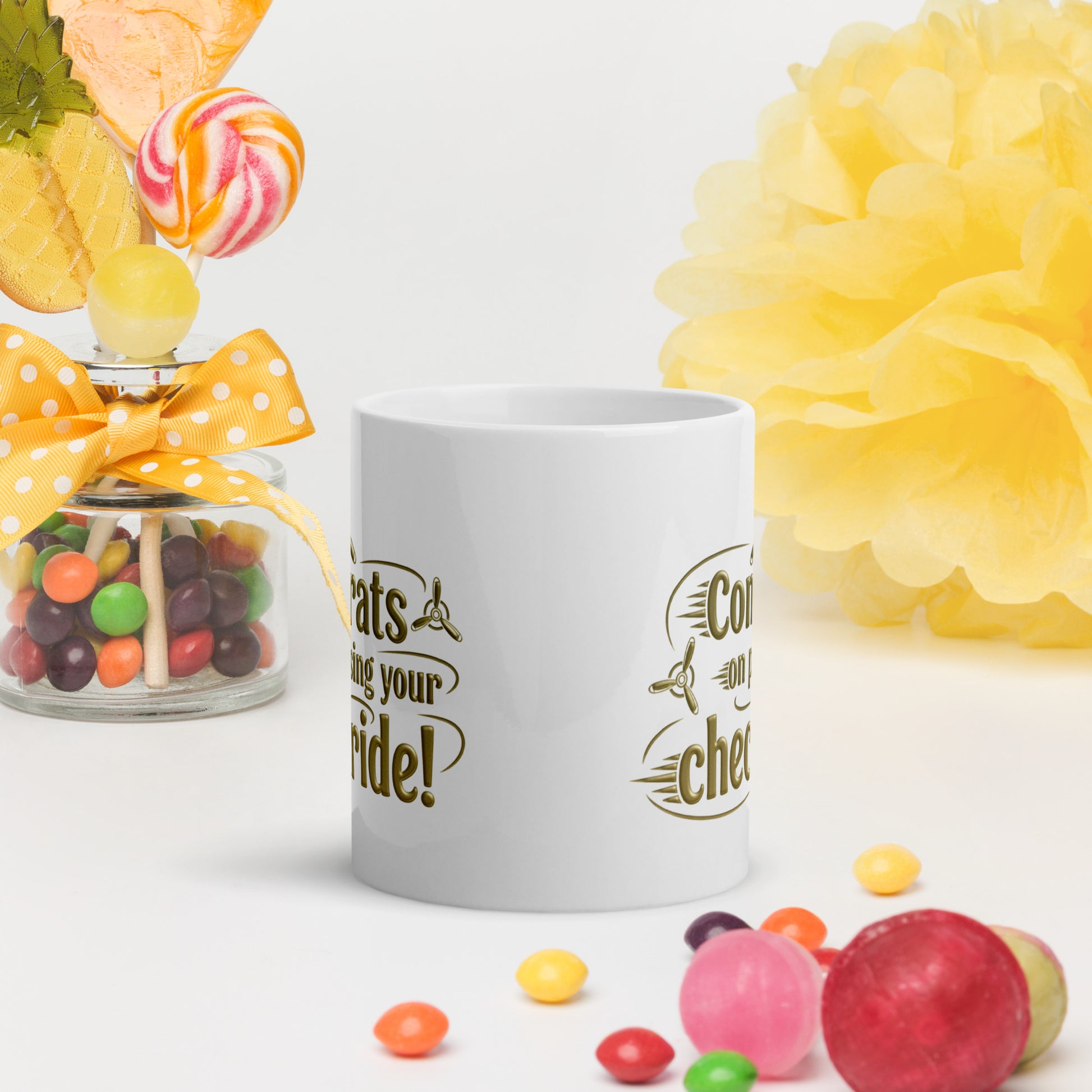Congrats on passing your checkride! (v3. gold) mug