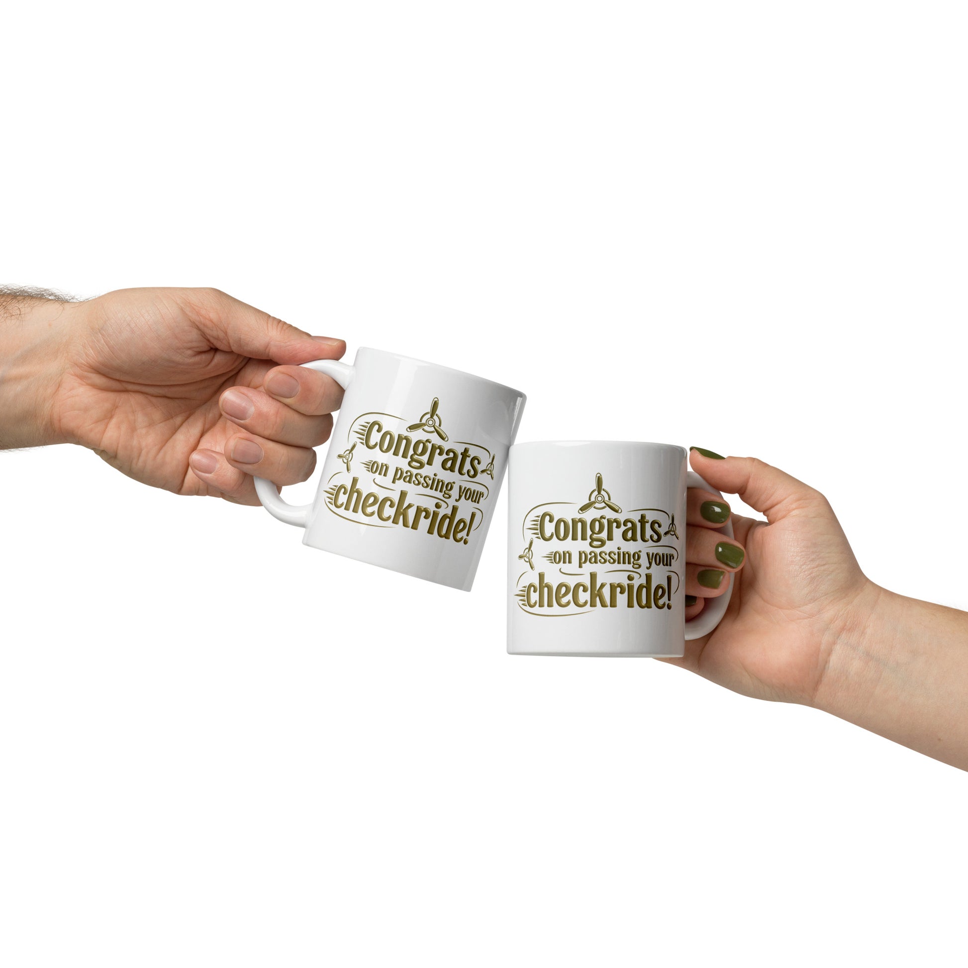 Congrats on passing your checkride! (v3. gold) mug