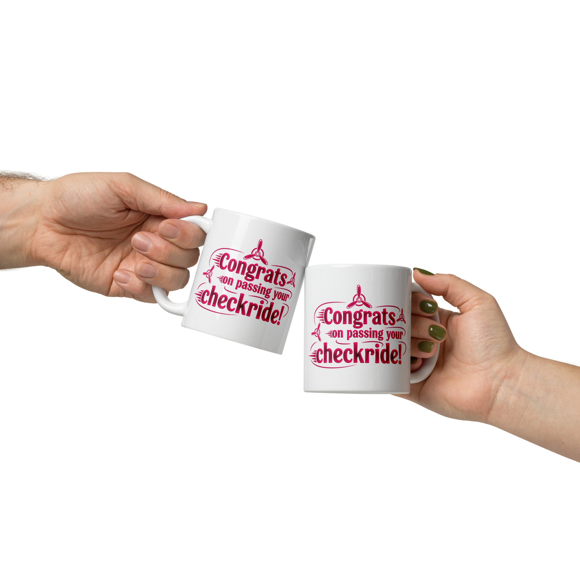 Congrats on passing your checkride! (v3. pink) mug