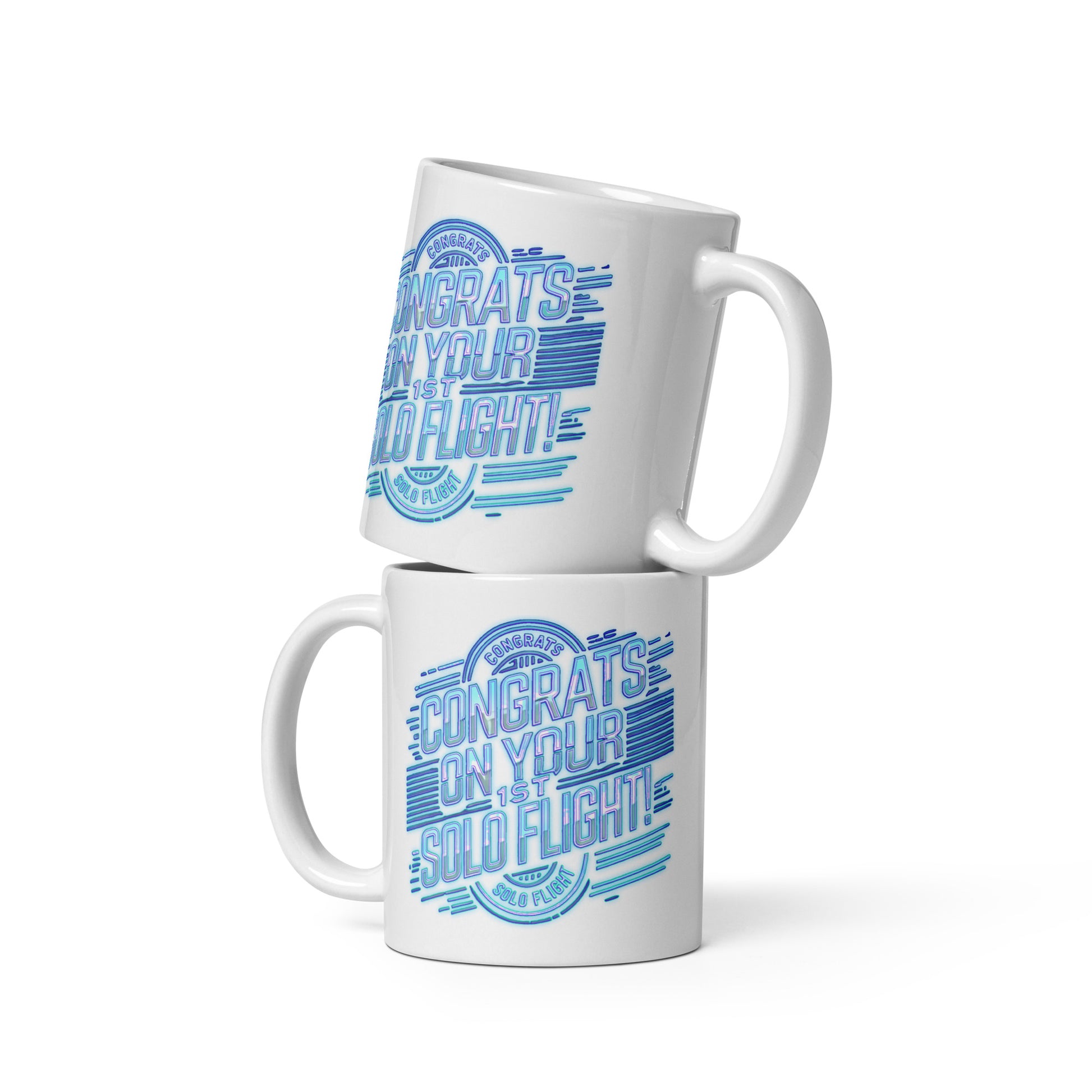 Congrats on your 1st Solo Flight! (v2. light blue) 11 oz. mug