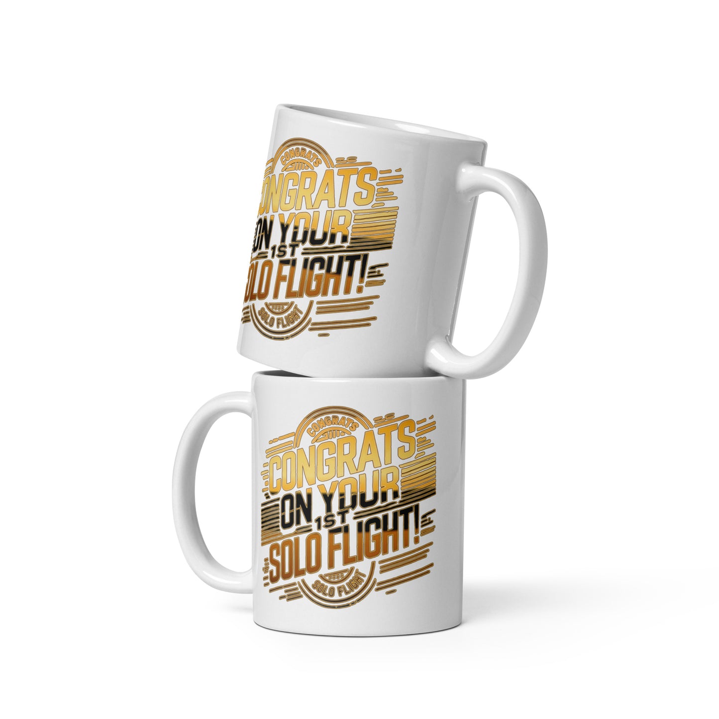 Congrats on your 1st Solo Flight! (v2. gold) 11 oz. mug