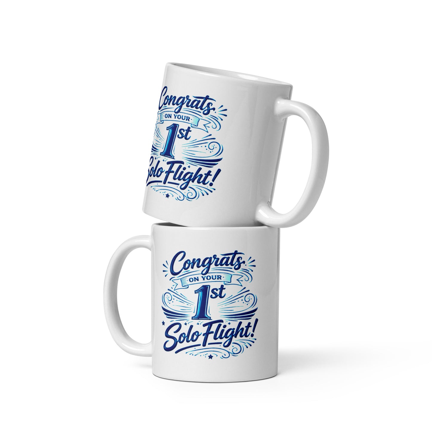 Congrats on your 1st Solo Flight! (v3. blue) 11 oz. mug