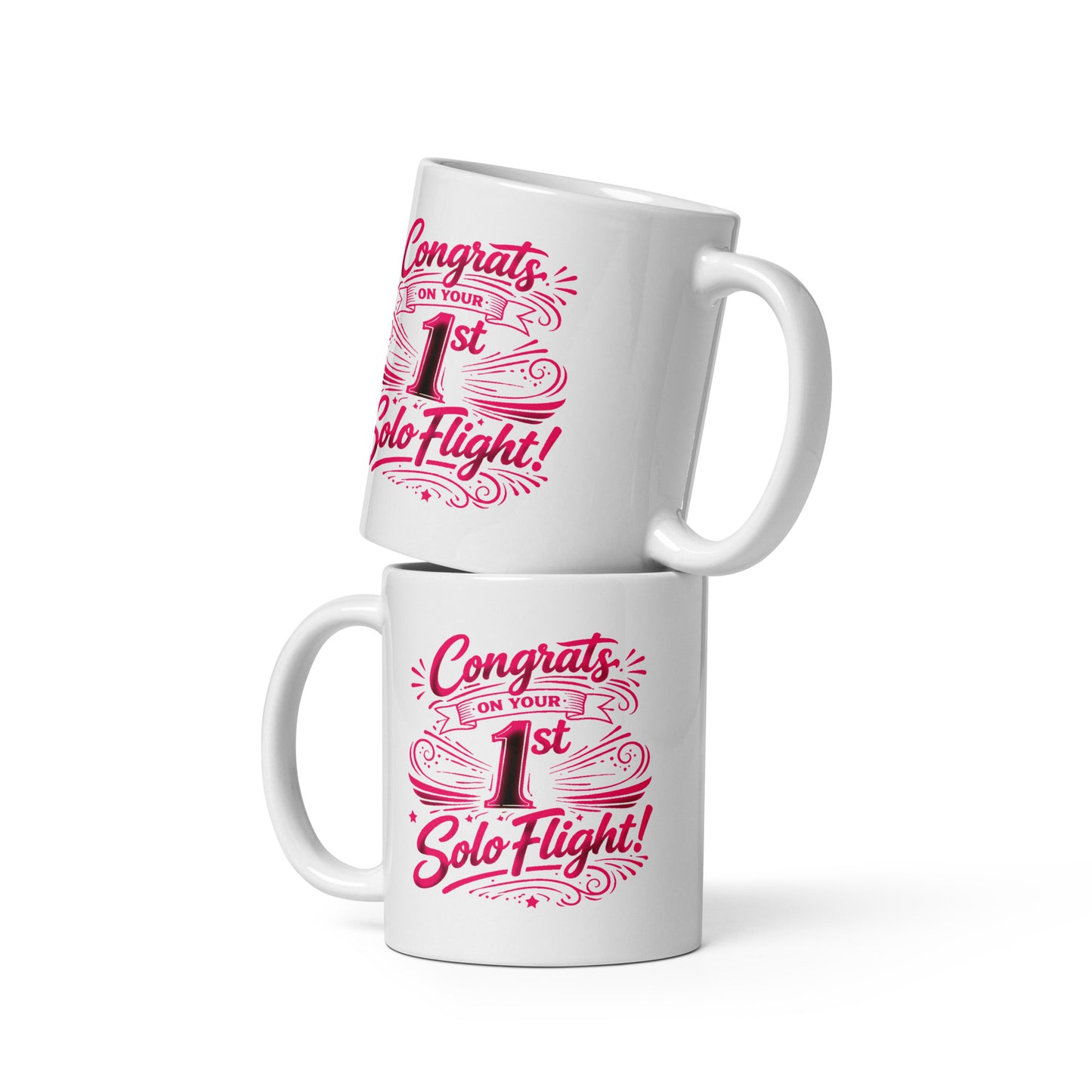 Congrats on your 1st Solo Flight! (v3. pink) 11 oz. mug