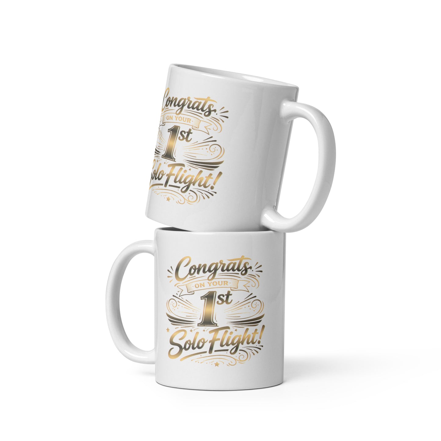 Congrats on your 1st Solo Flight! (v3. gold) 11 oz. mug