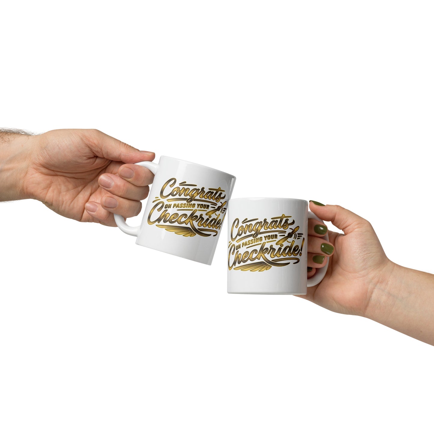 Congrats on passing your checkride! (v4. gold) 11 oz. mug