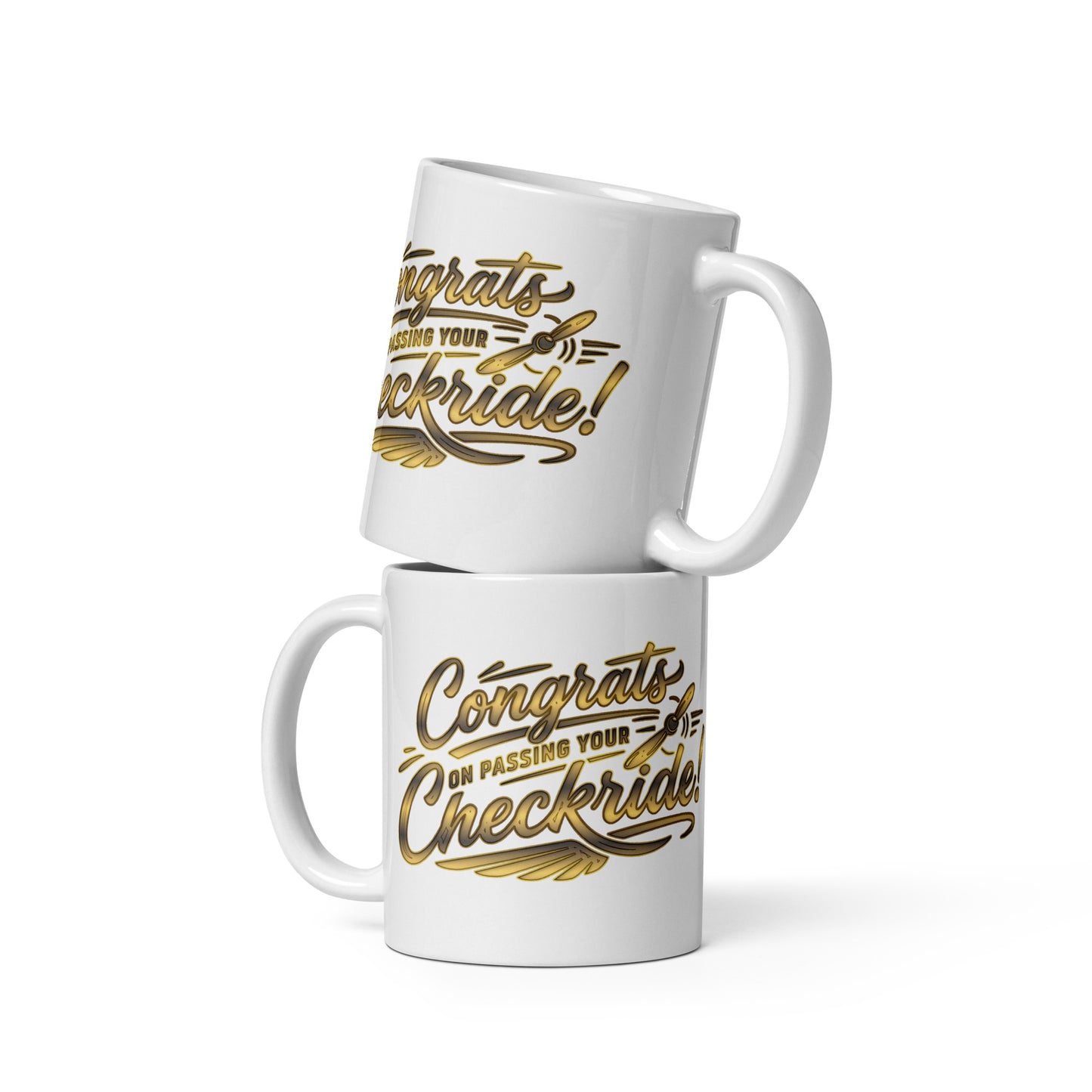 Congrats on passing your checkride! (v4. gold) 11 oz. mug