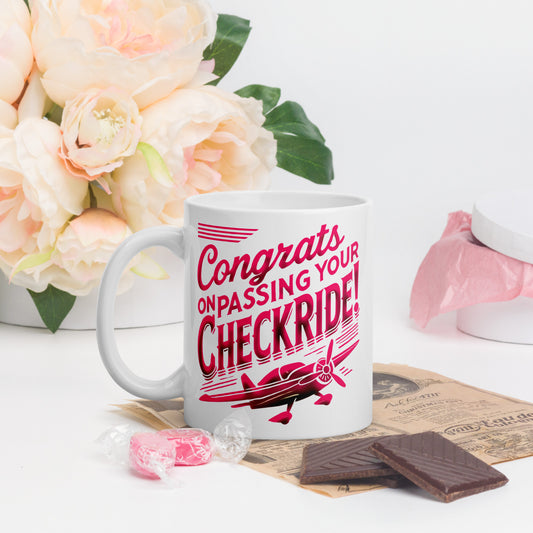 Congrats on passing your checkride! (v1. pink) mug