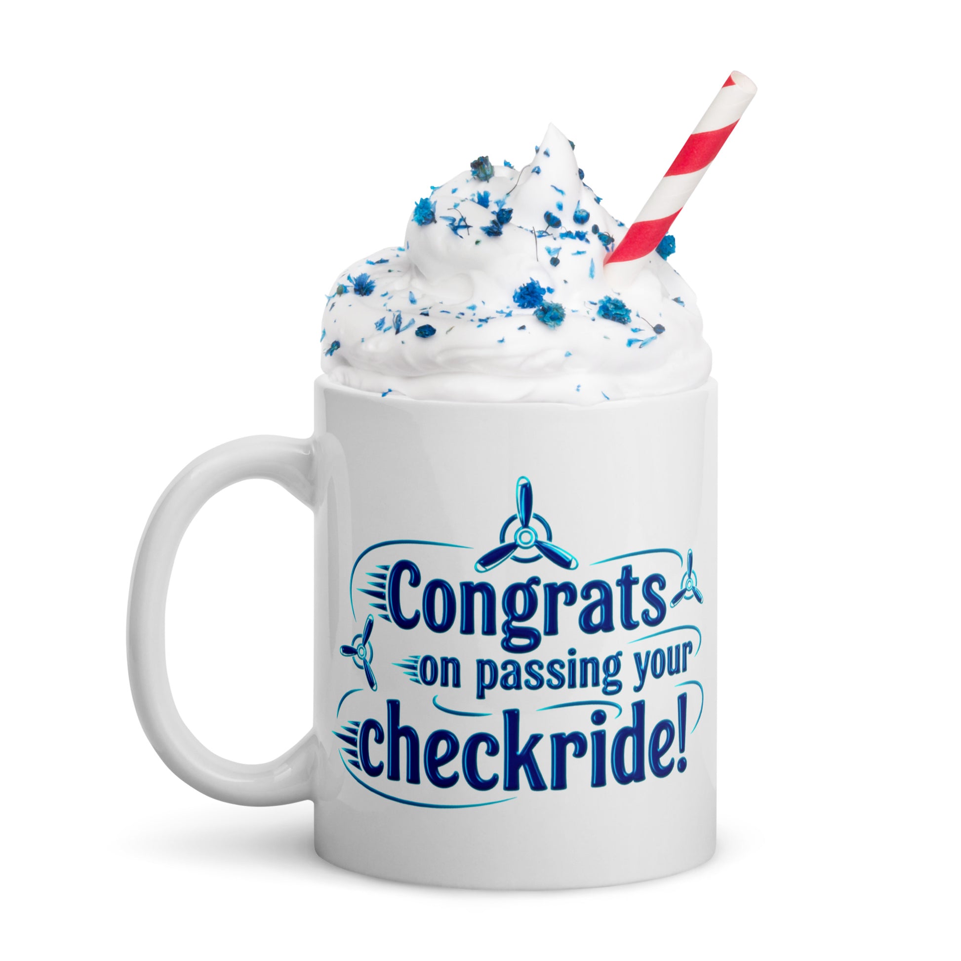 Congrats on passing your checkride! (v3. blue) mug