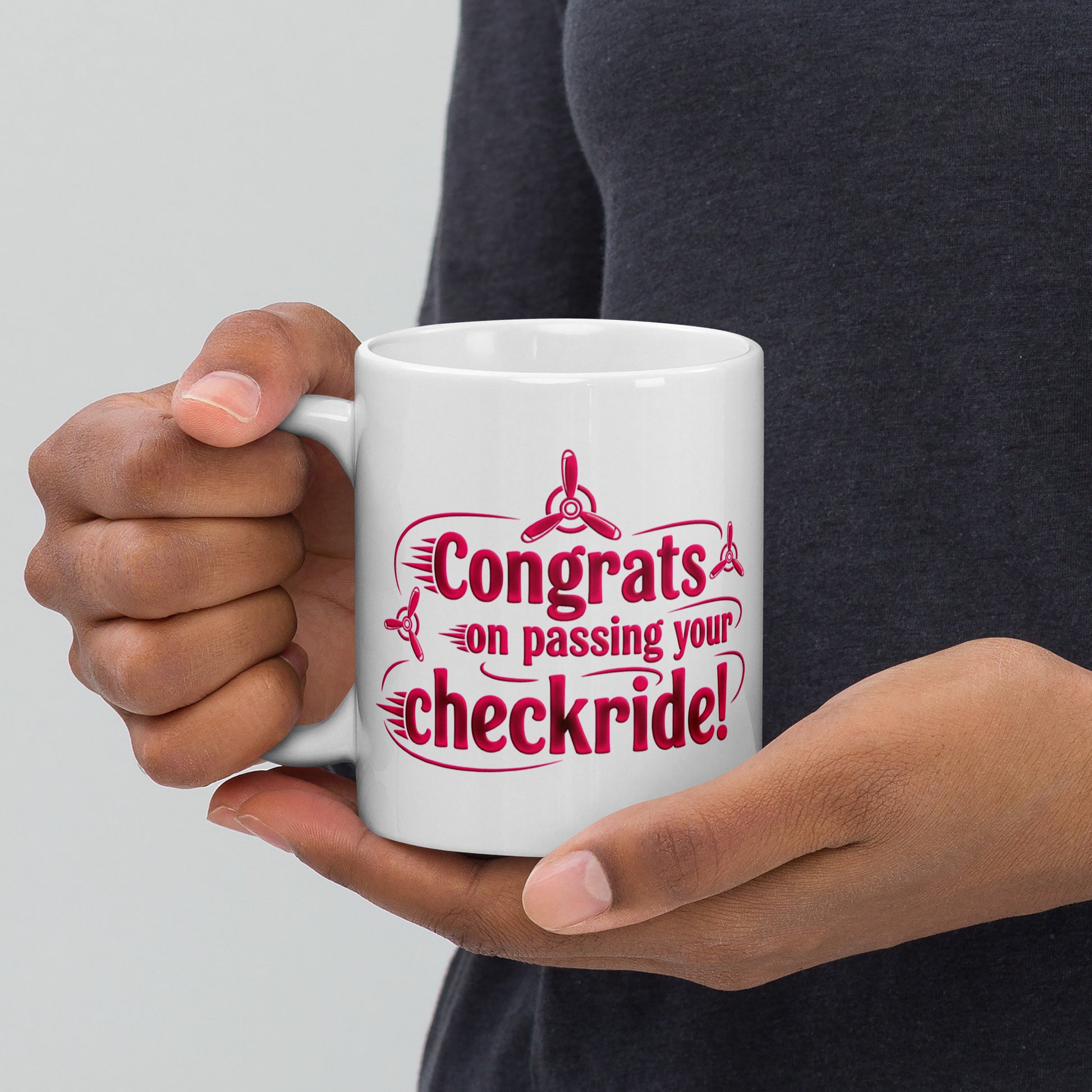 Congrats on passing your checkride! (v3. pink) mug