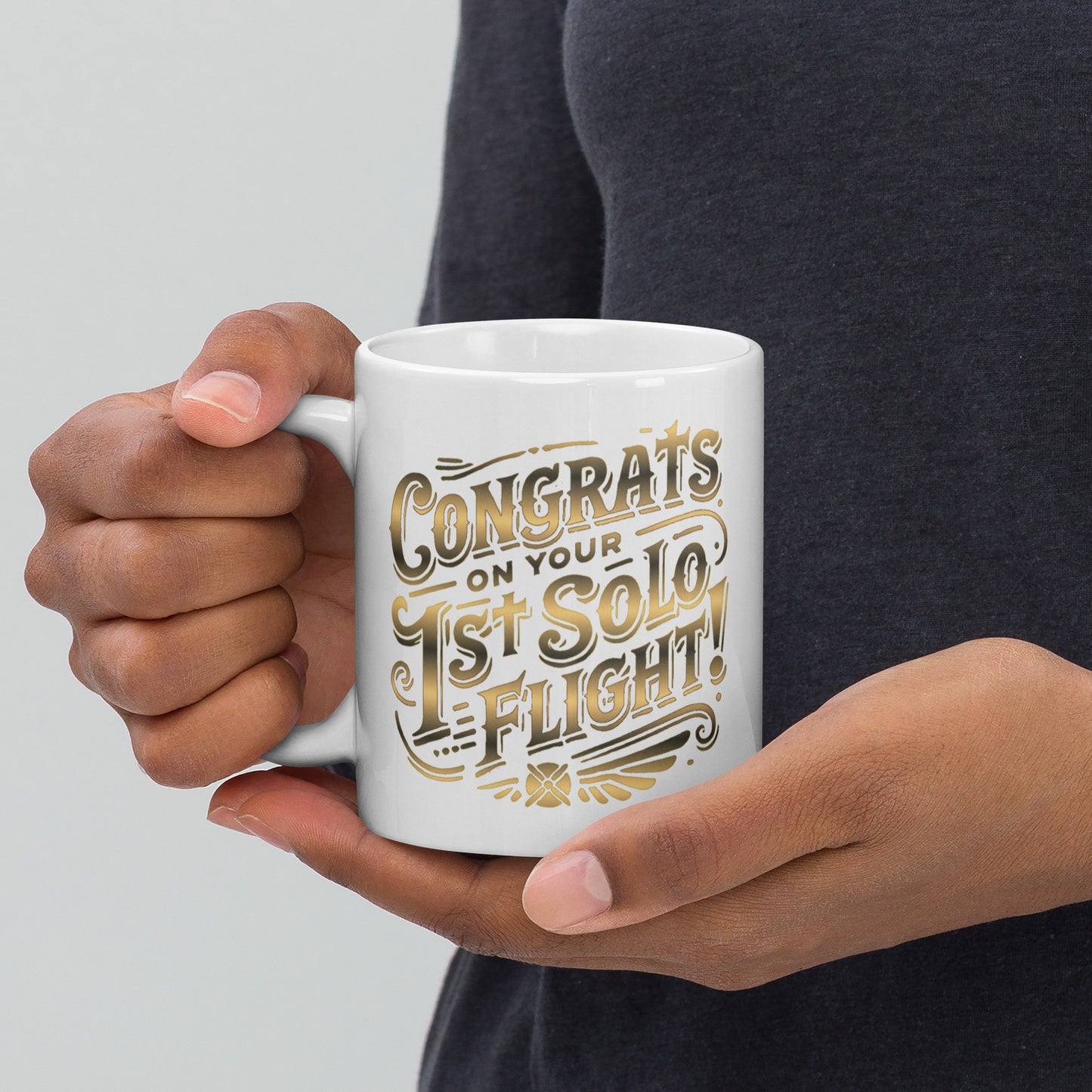 Congrats on your 1st Solo Flight! (v1. gold) 11 oz. mug