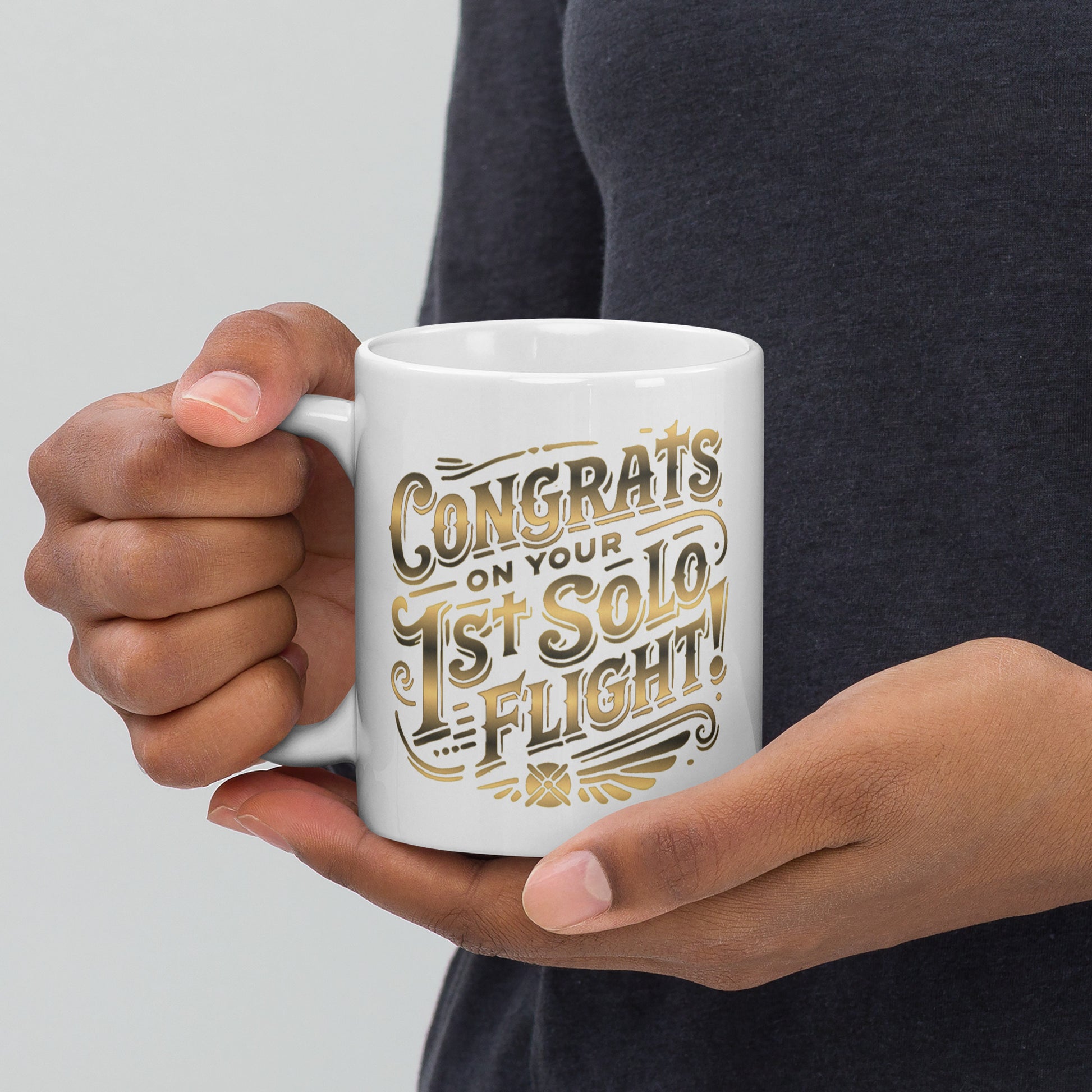 Congrats on your 1st Solo Flight! (v1. gold) 11 oz. mug