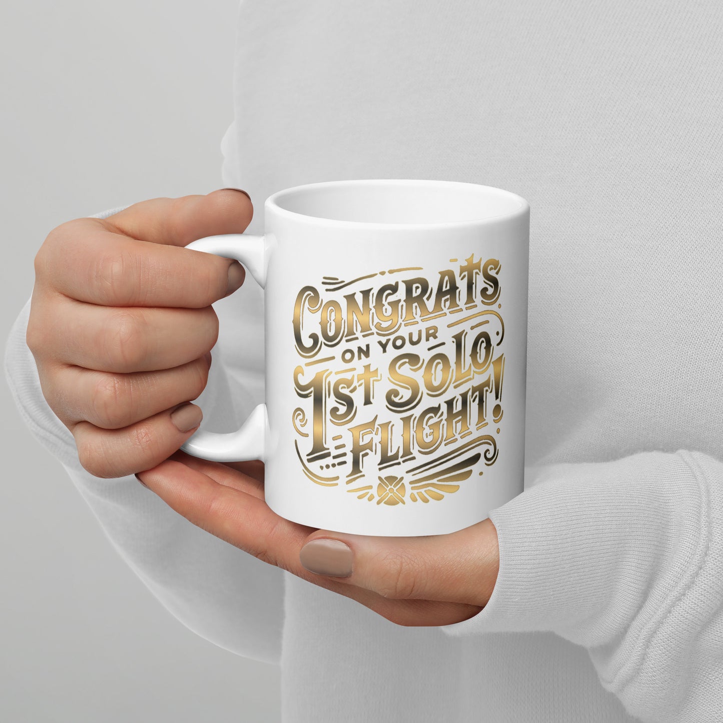 Congrats on your 1st Solo Flight! (v1. gold) 11 oz. mug