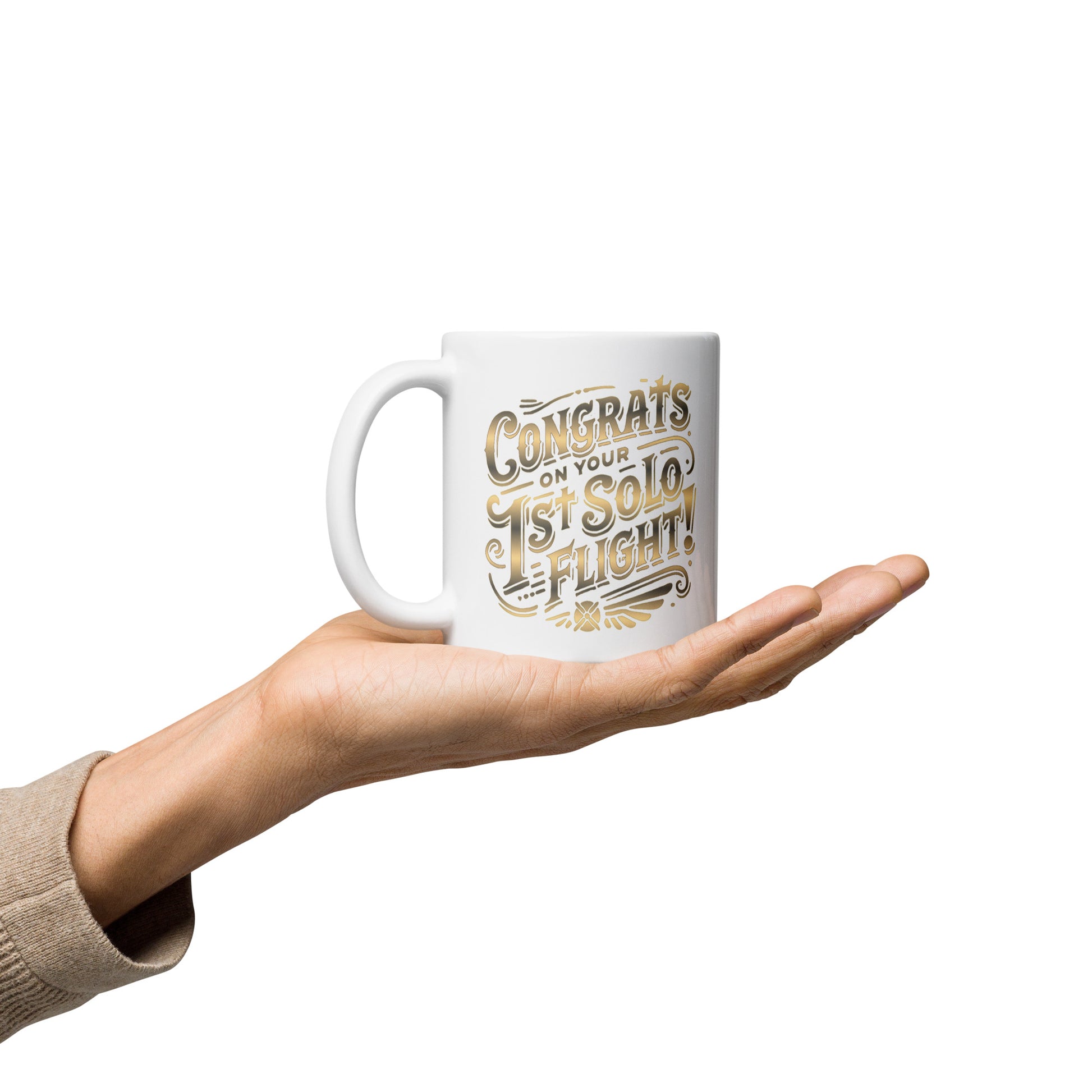Congrats on your 1st Solo Flight! (v1. gold) 11 oz. mug