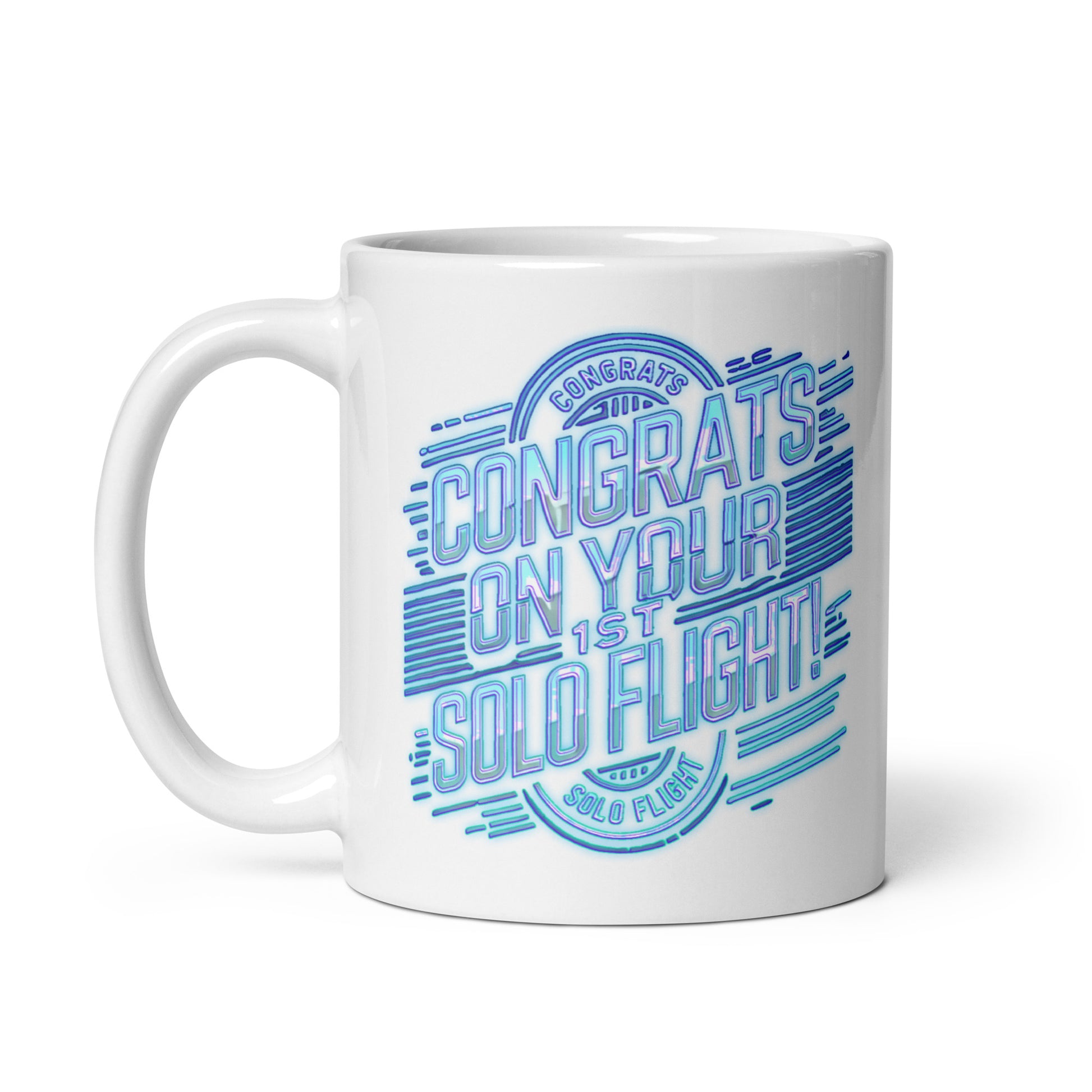 Congrats on your 1st Solo Flight! (v2. light blue) 11 oz. mug