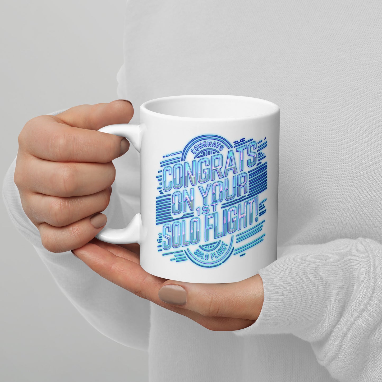 Congrats on your 1st Solo Flight! (v2. light blue) 11 oz. mug