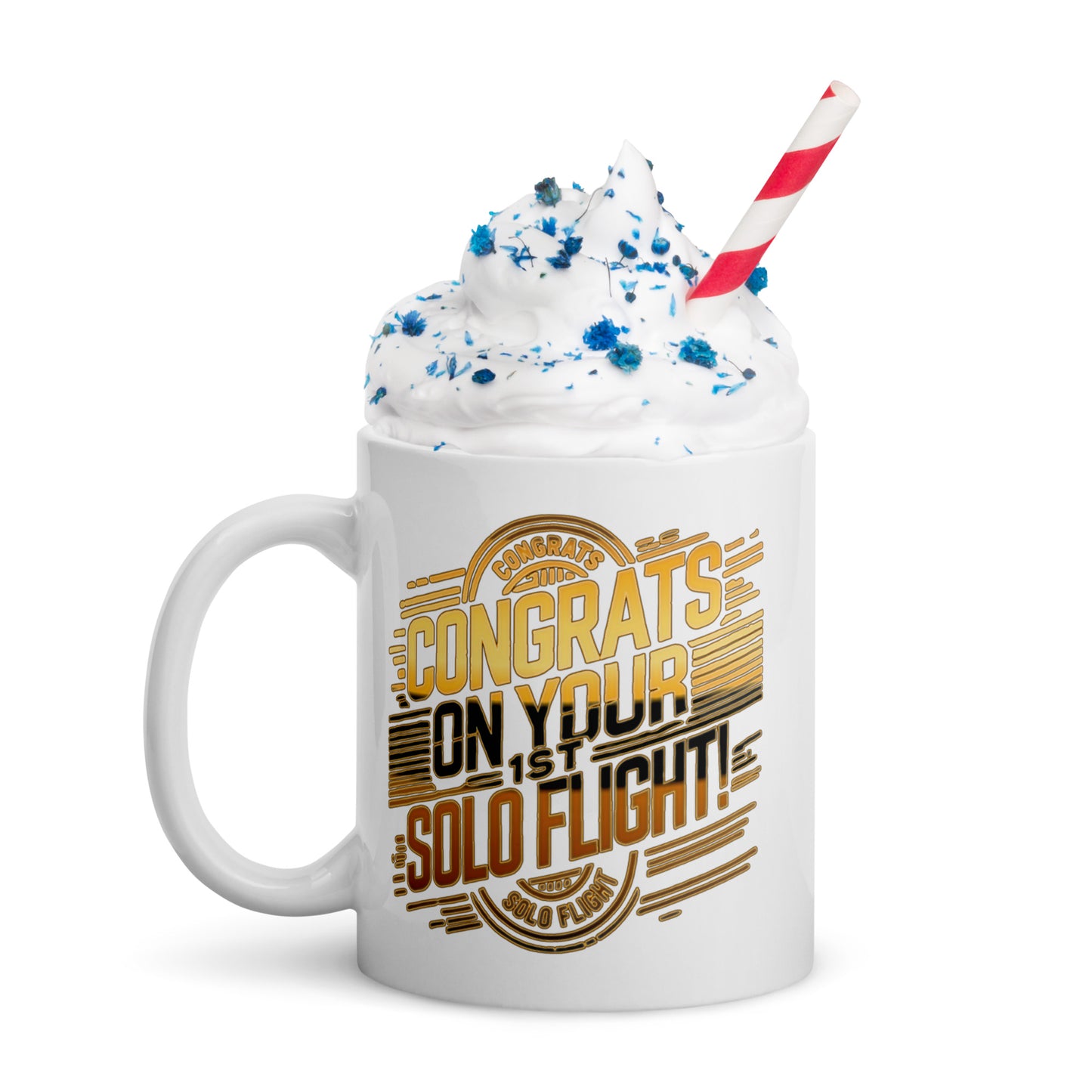 Congrats on your 1st Solo Flight! (v2. gold) 11 oz. mug