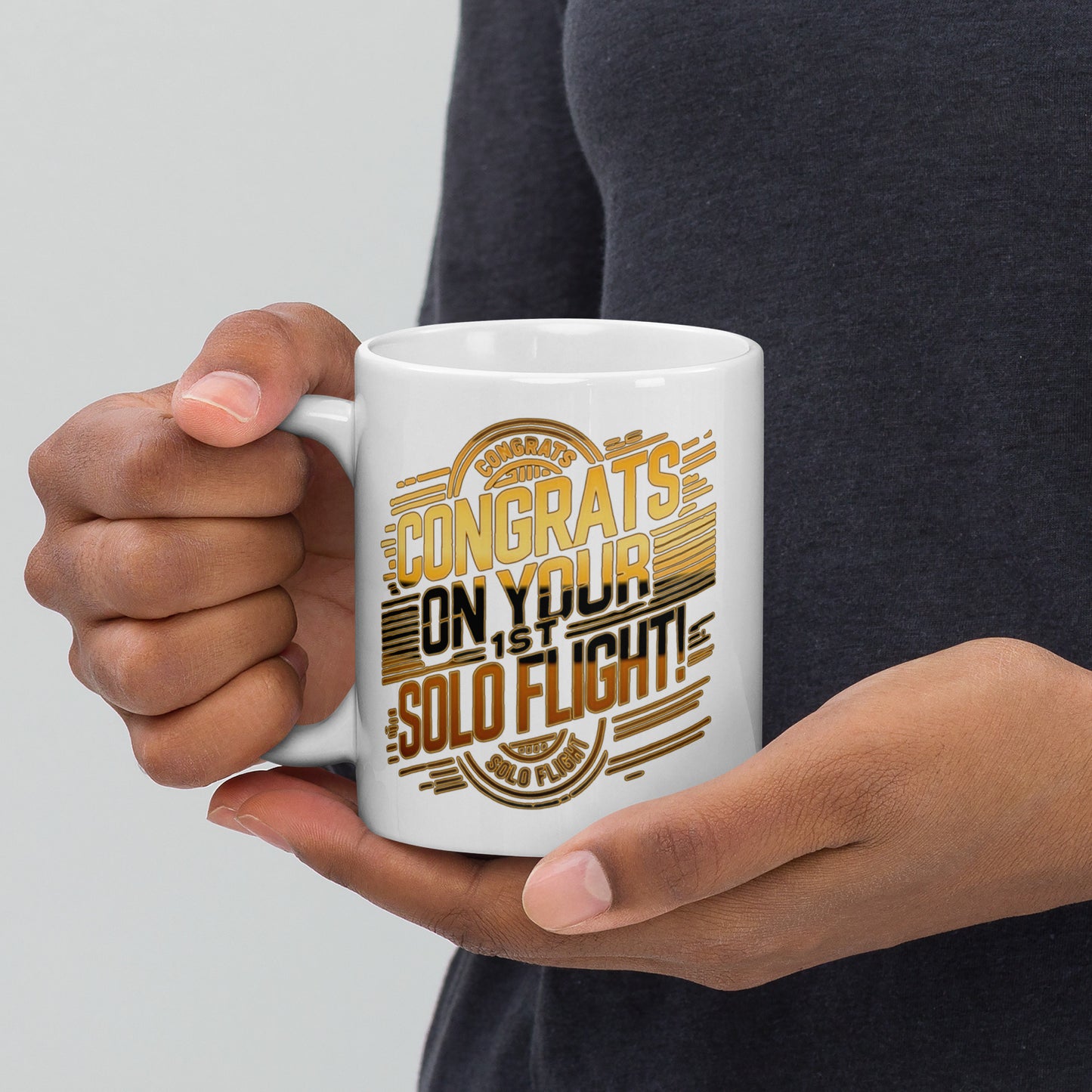 Congrats on your 1st Solo Flight! (v2. gold) 11 oz. mug
