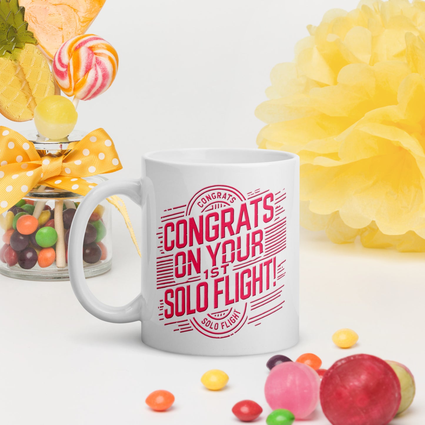 Congrats on your 1st Solo Flight! (v2. pink) 11 oz. mug