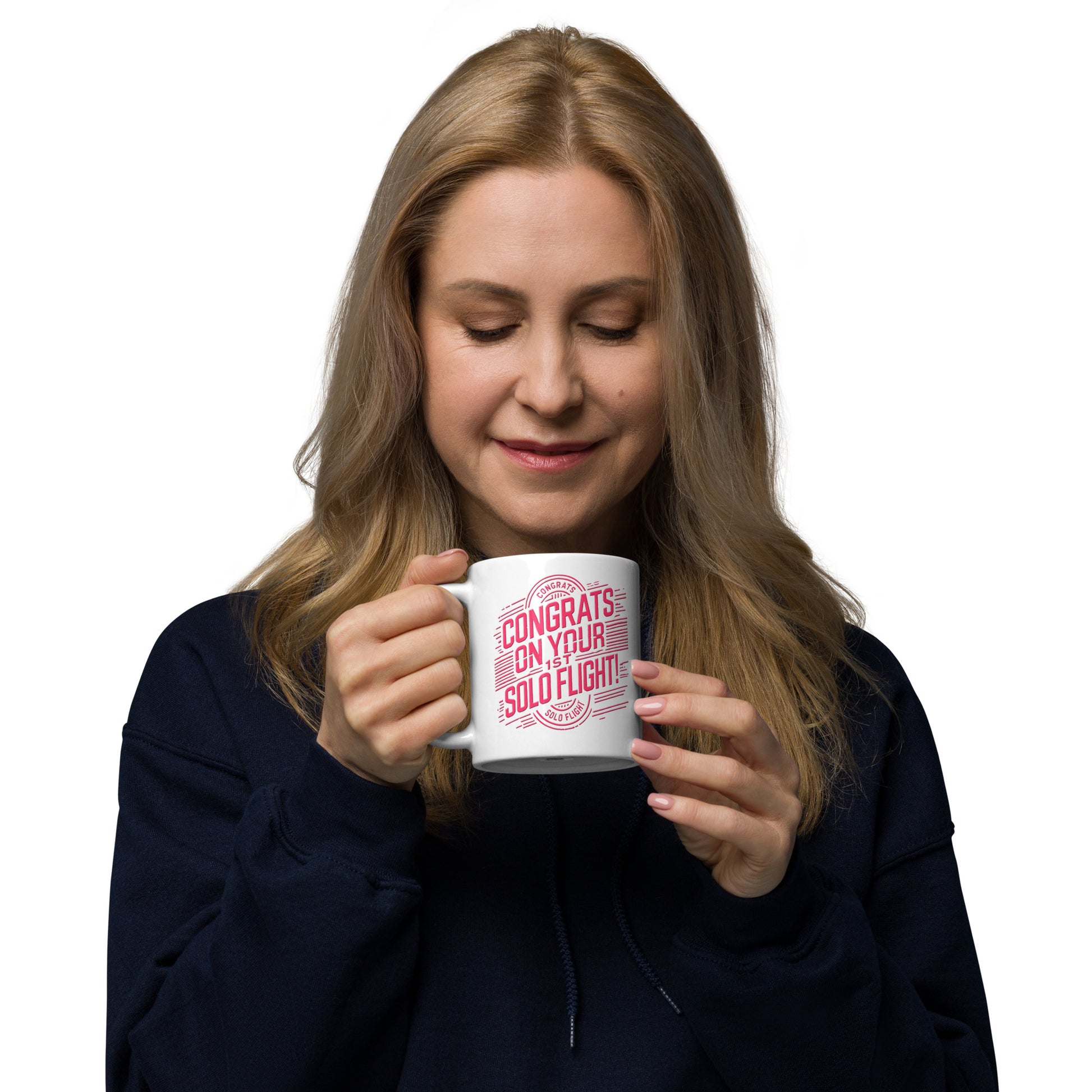 Congrats on your 1st Solo Flight! (v2. pink) 11 oz. mug