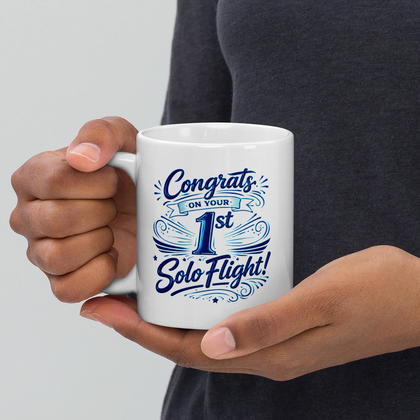 Congrats on your 1st Solo Flight! (v3. blue) 11 oz. mug