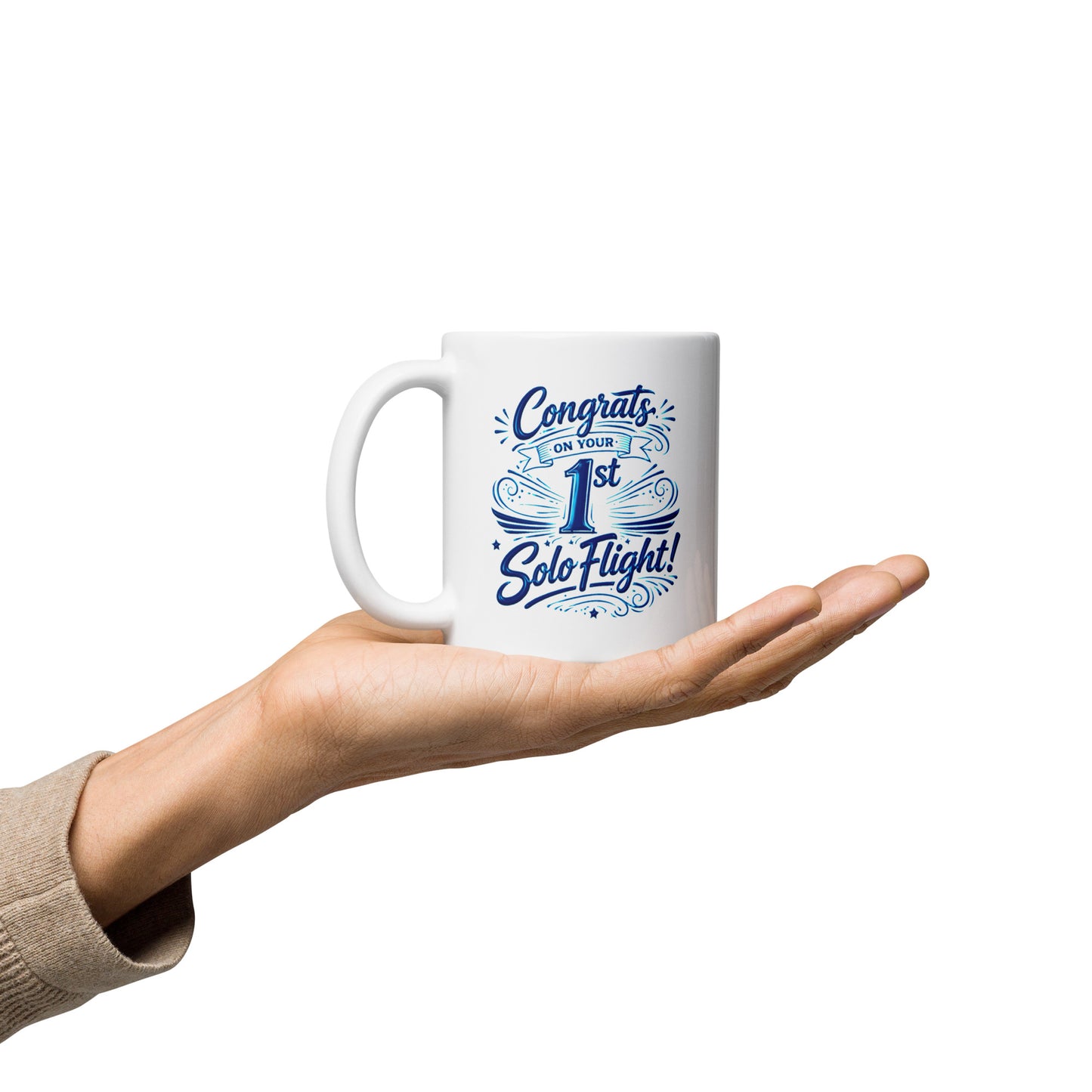 Congrats on your 1st Solo Flight! (v3. blue) 11 oz. mug