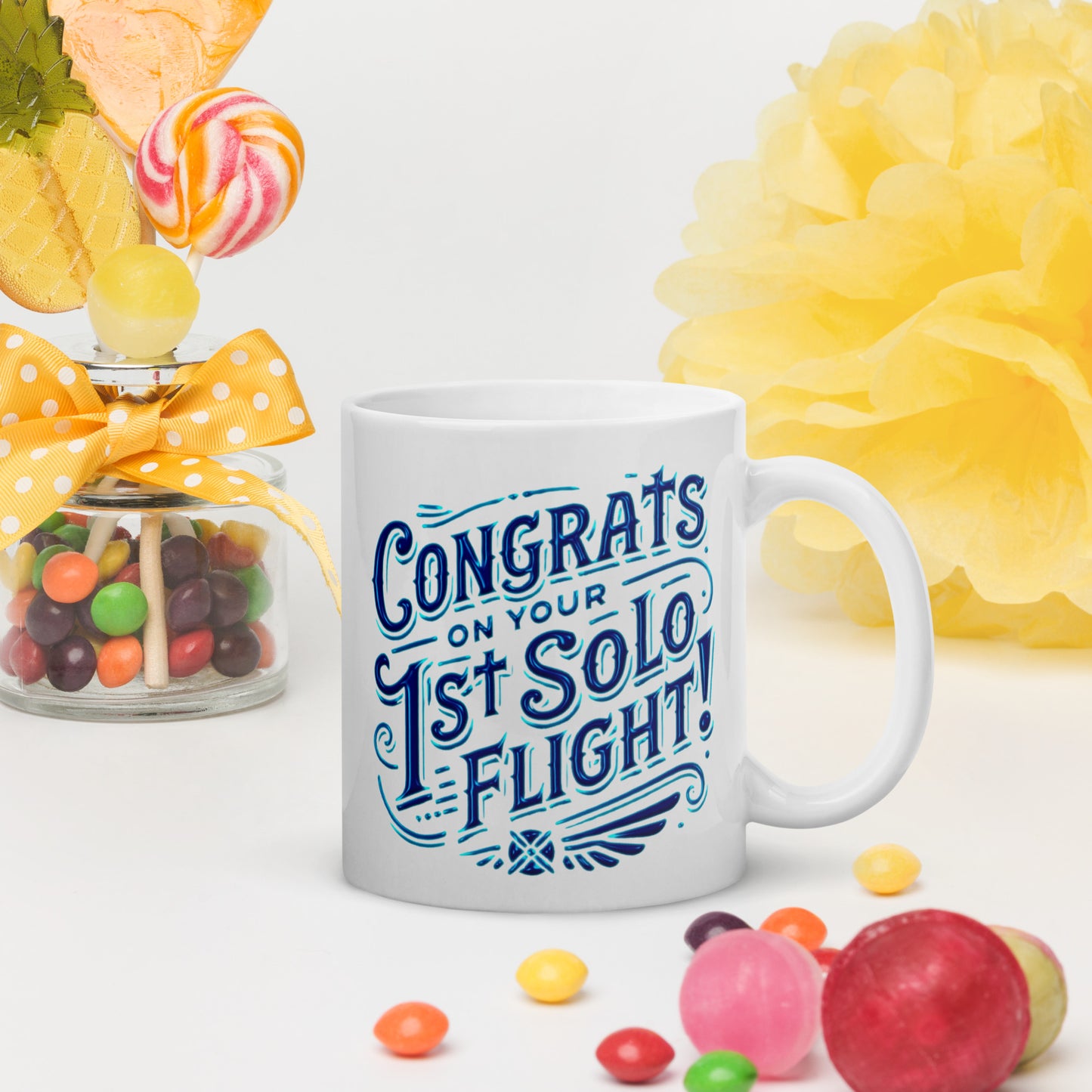 Congrats on your 1st Solo Flight! (blue) mug