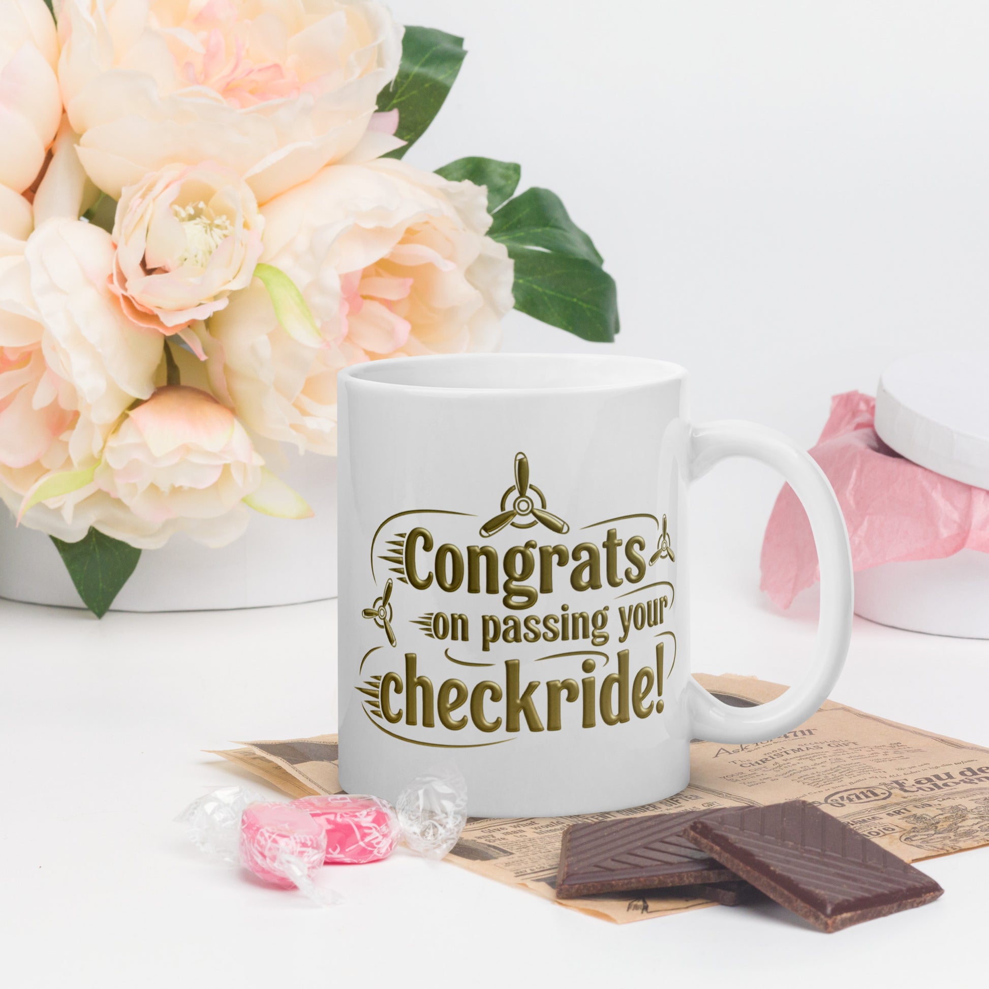 Congrats on passing your checkride! (v3. gold) mug