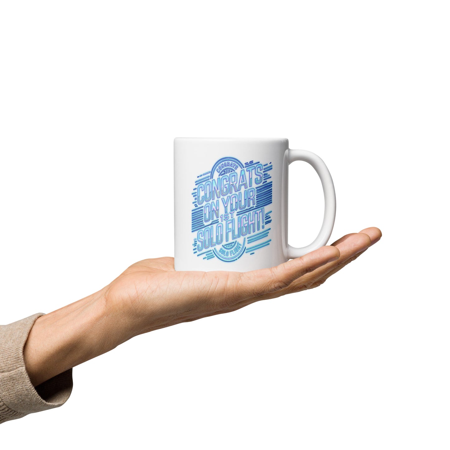 Congrats on your 1st Solo Flight! (v2. light blue) 11 oz. mug