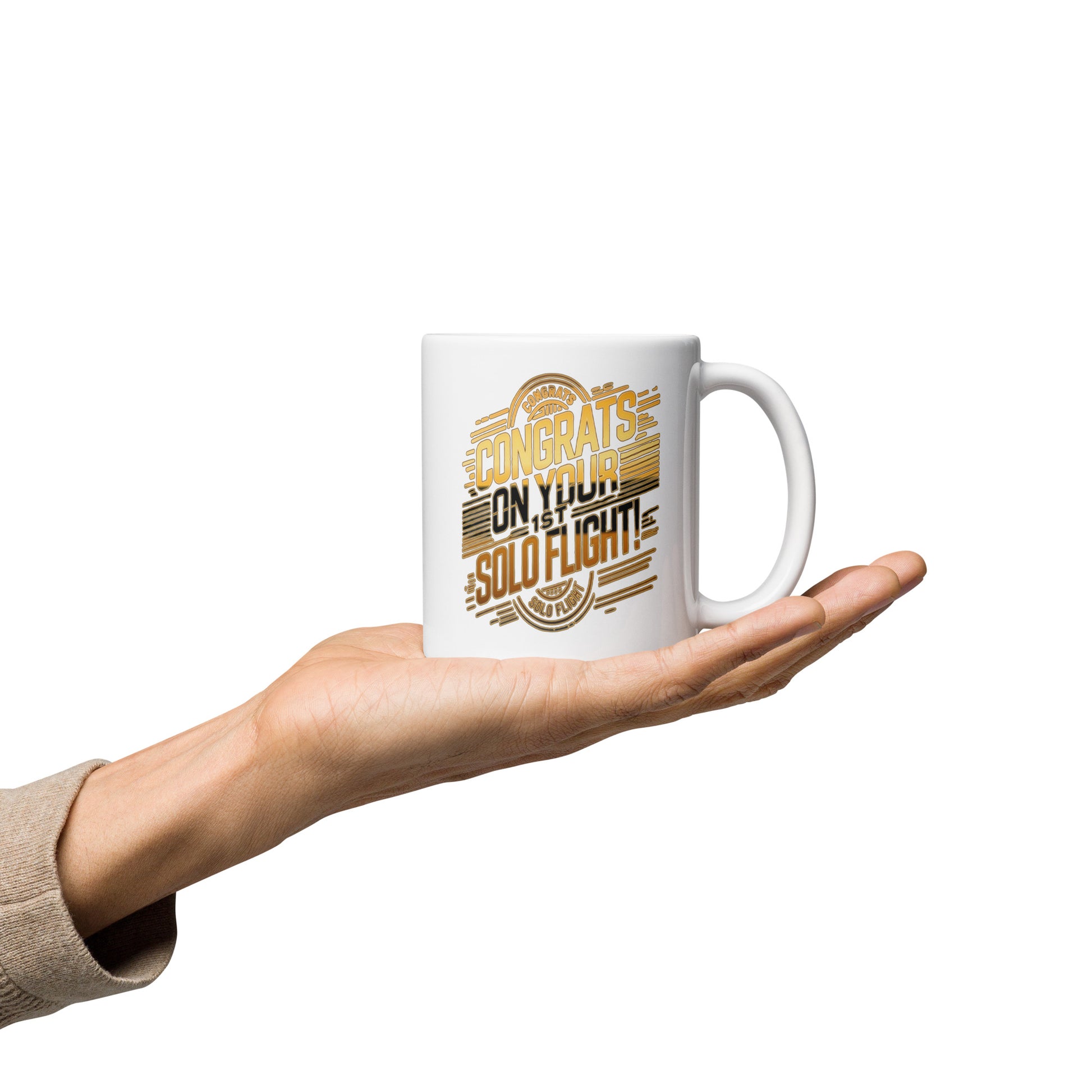 Congrats on your 1st Solo Flight! (v2. gold) 11 oz. mug
