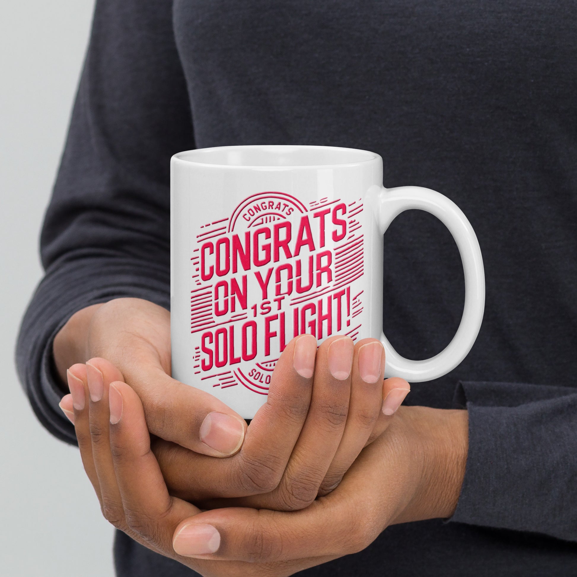 Congrats on your 1st Solo Flight! (v2. pink) 11 oz. mug