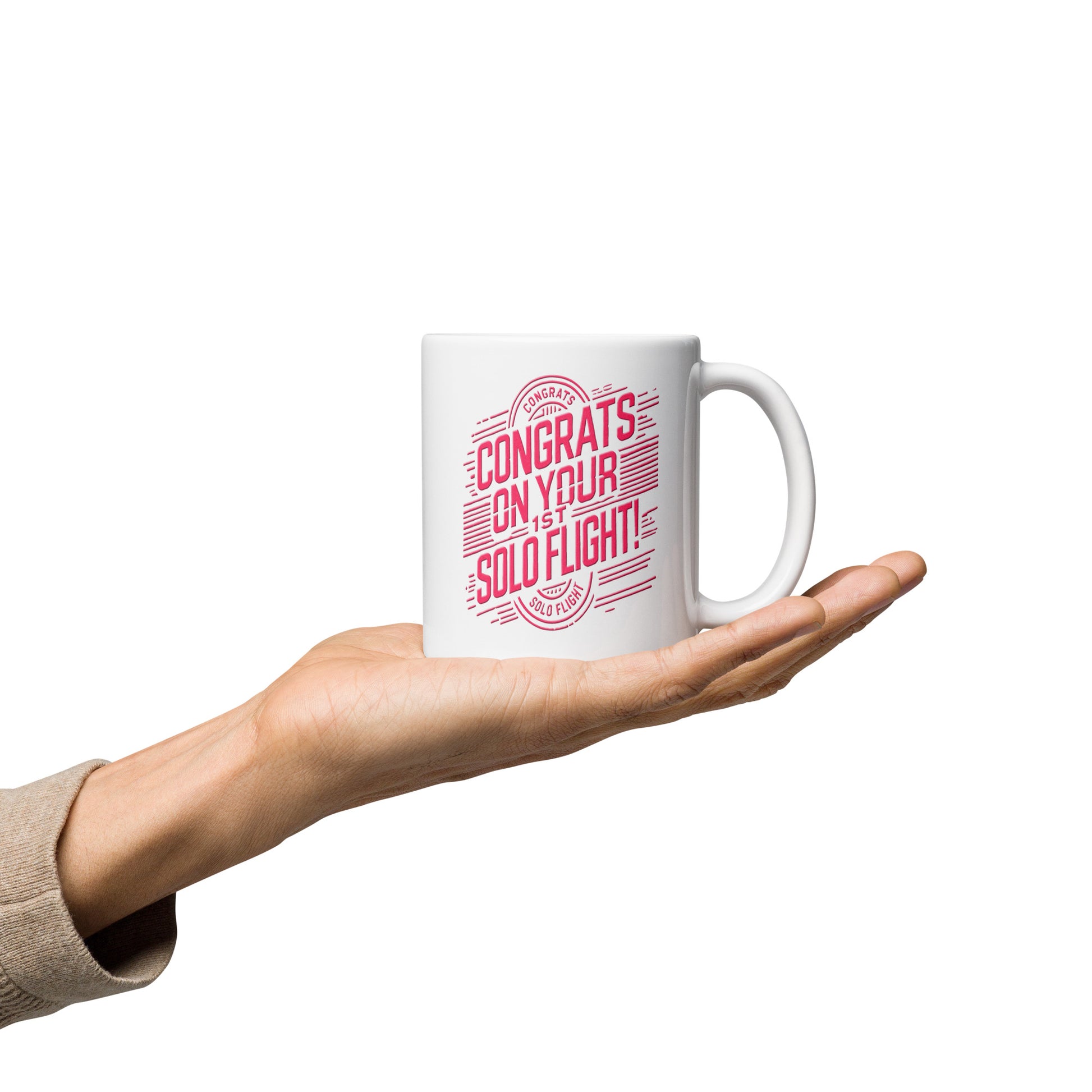 Congrats on your 1st Solo Flight! (v2. pink) 11 oz. mug