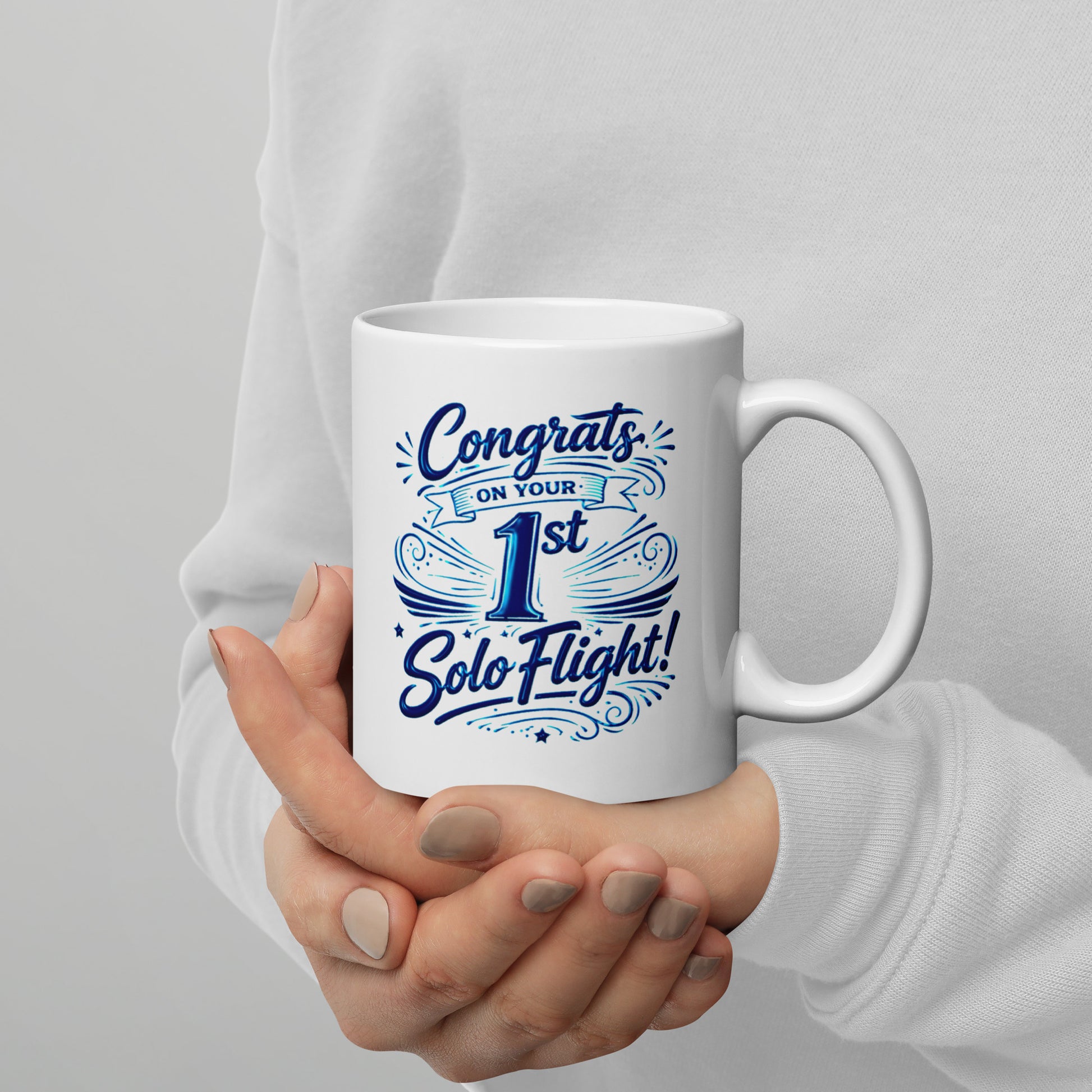 Congrats on your 1st Solo Flight! (v3. blue) 11 oz. mug