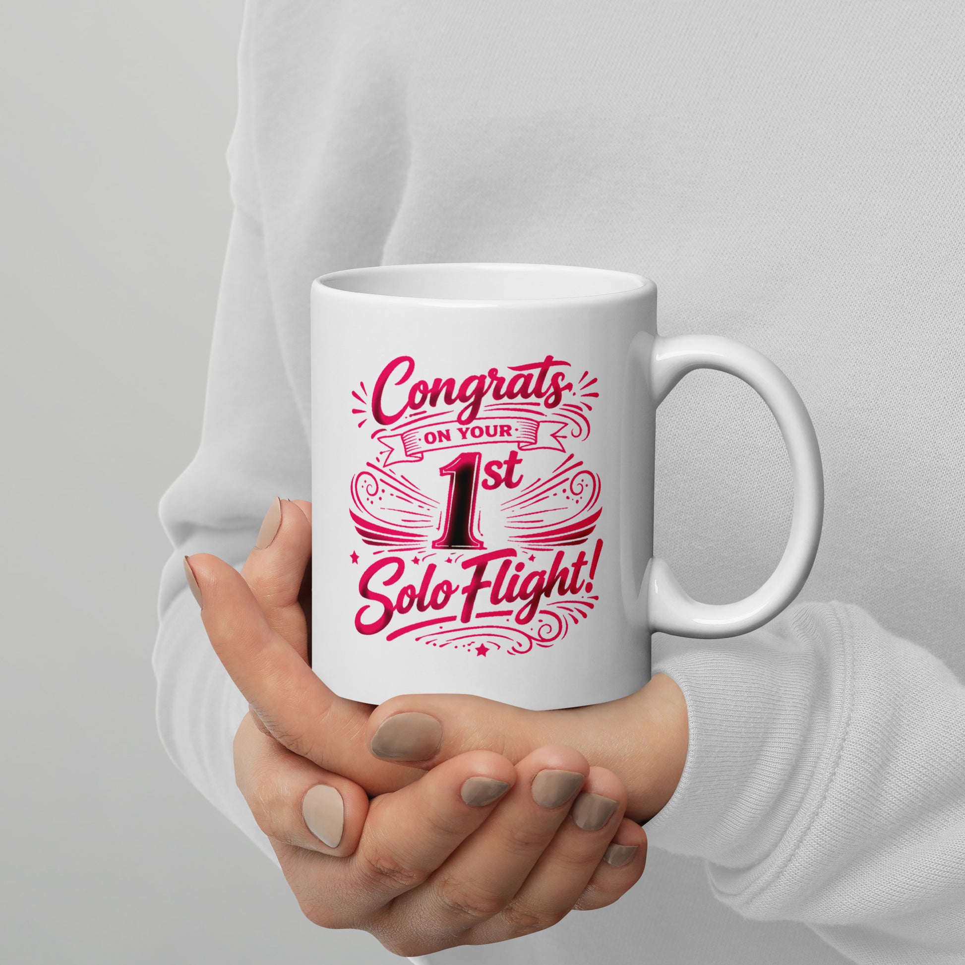 Congrats on your 1st Solo Flight! (v3. pink) 11 oz. mug