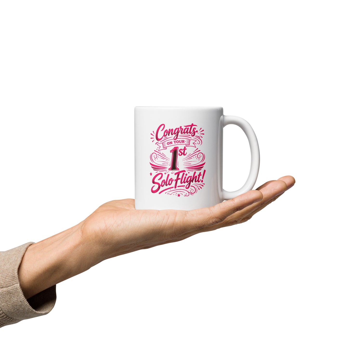 Congrats on your 1st Solo Flight! (v3. pink) 11 oz. mug
