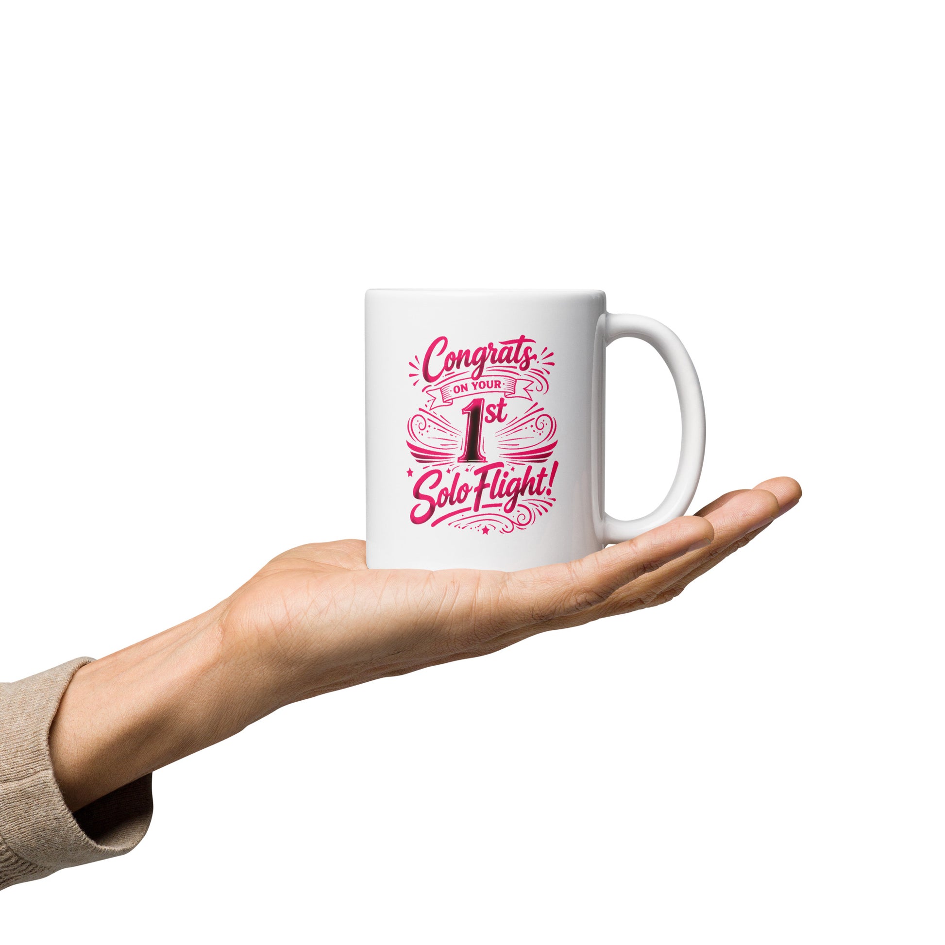 Congrats on your 1st Solo Flight! (v3. pink) 11 oz. mug