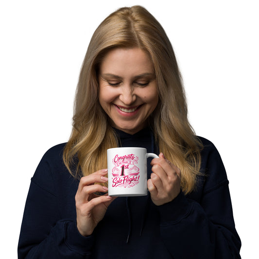 Congrats on your 1st Solo Flight! (v3. pink) 11 oz. mug