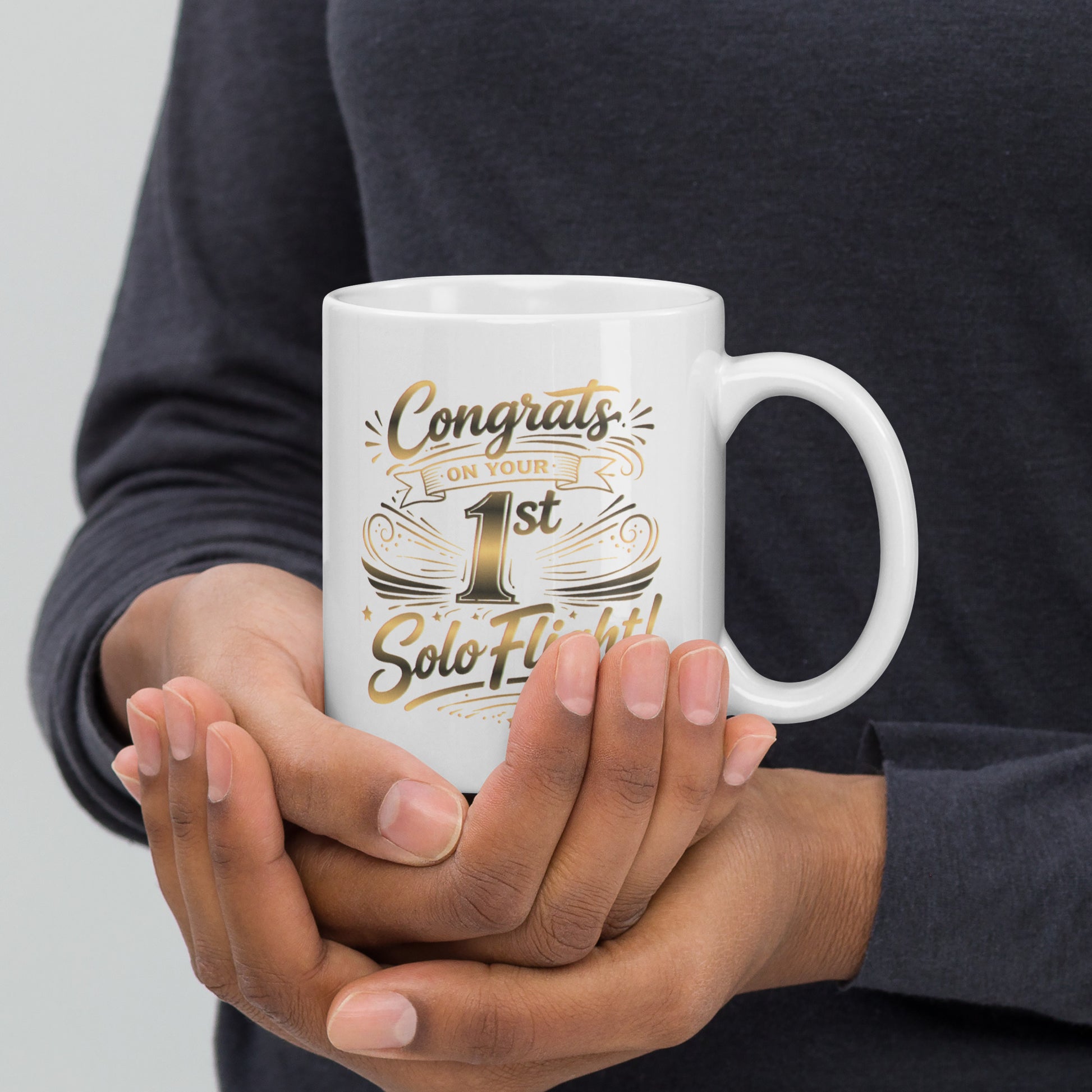 Congrats on your 1st Solo Flight! (v3. gold) 11 oz. mug
