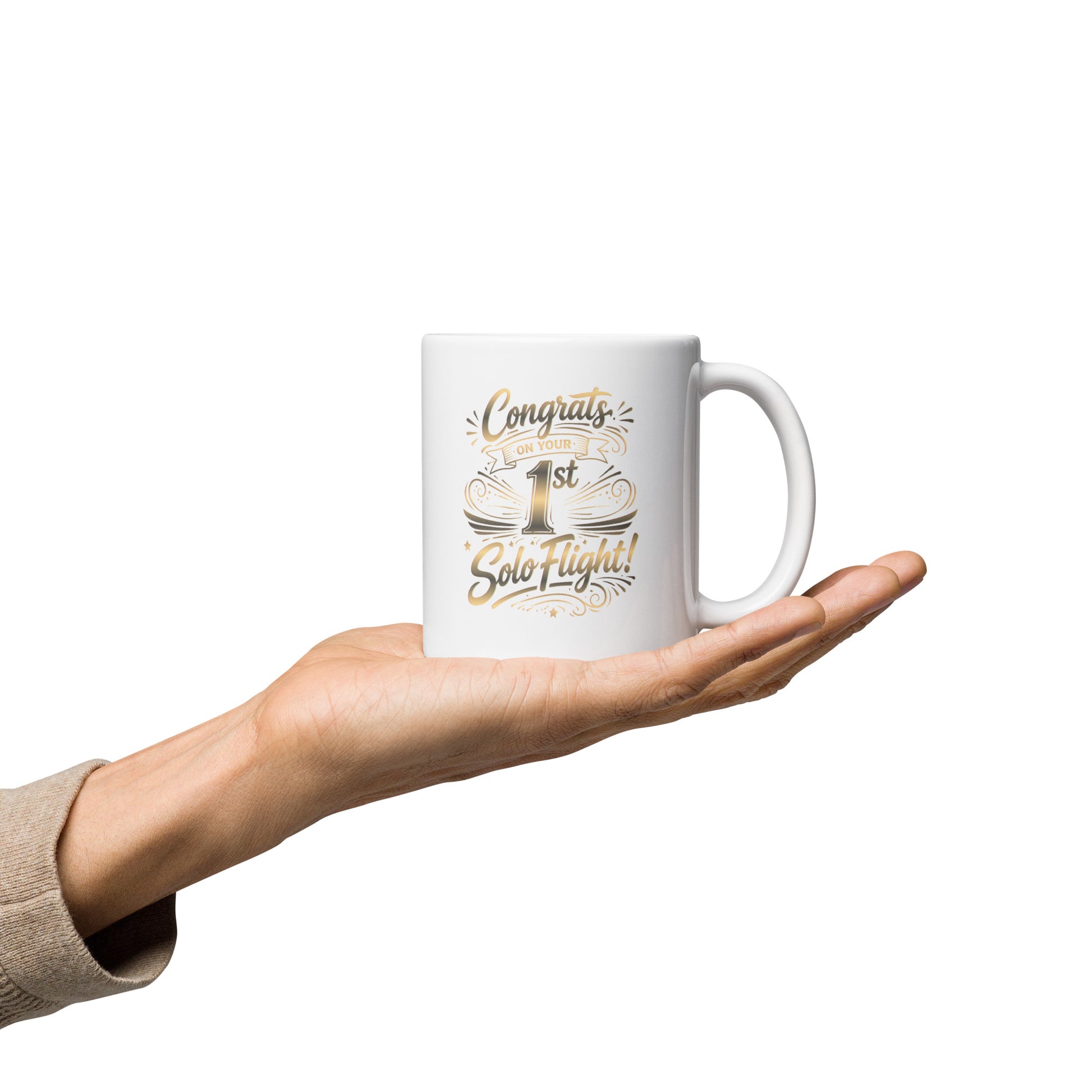 Congrats on your 1st Solo Flight! (v3. gold) 11 oz. mug